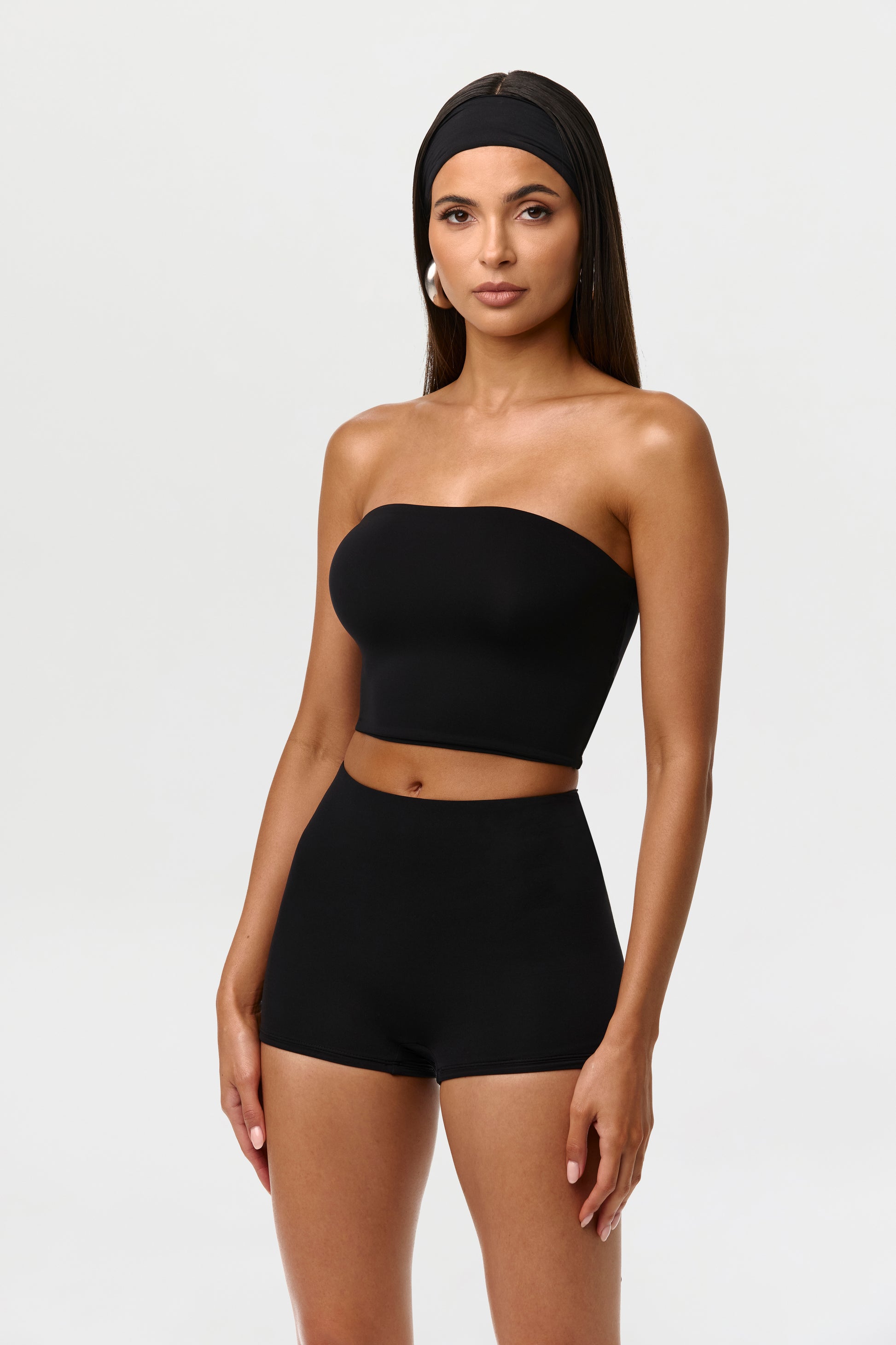 Black Naked Tube Crop Top