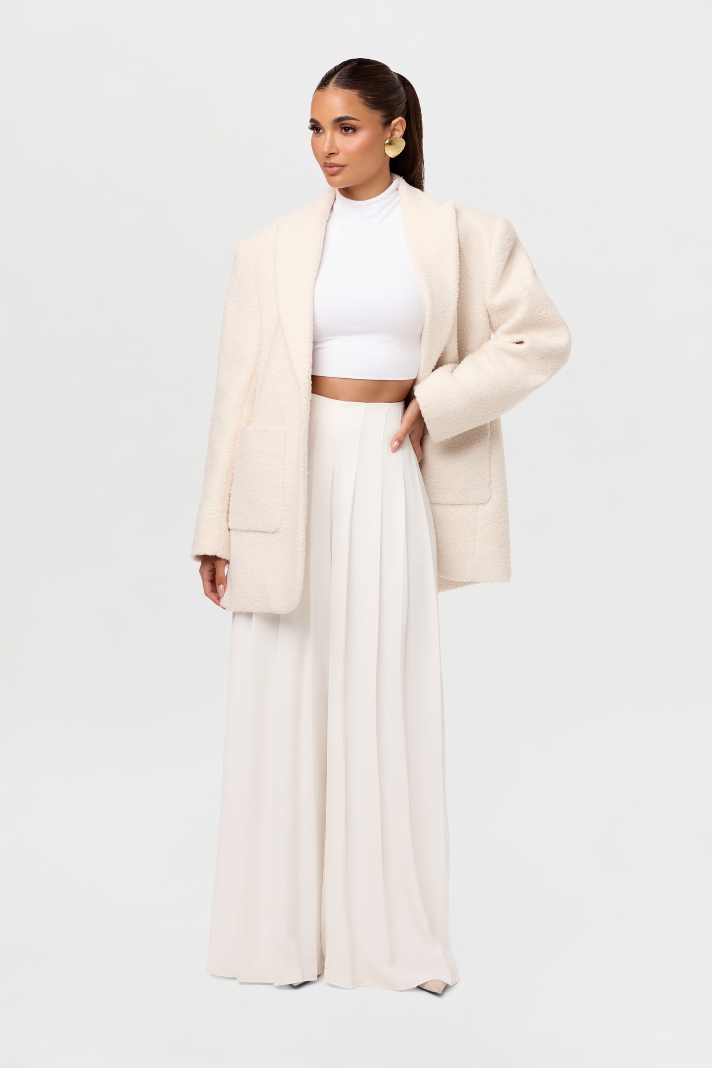 Pleated Wide-Leg Pant
