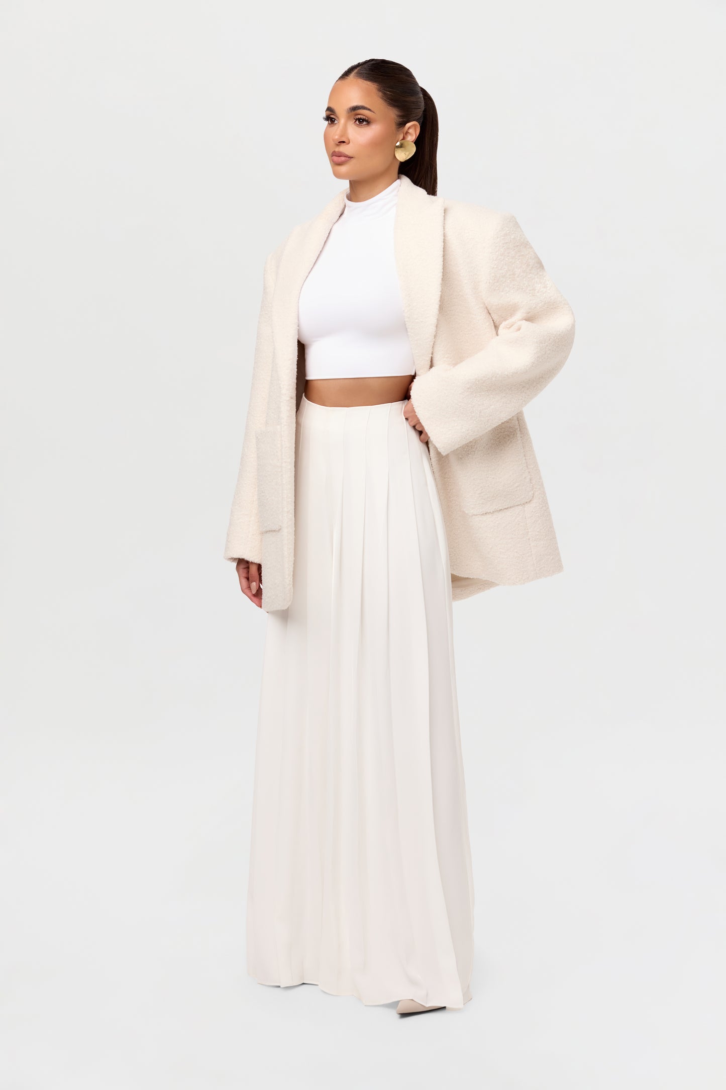 Pleated Wide-Leg Pant
