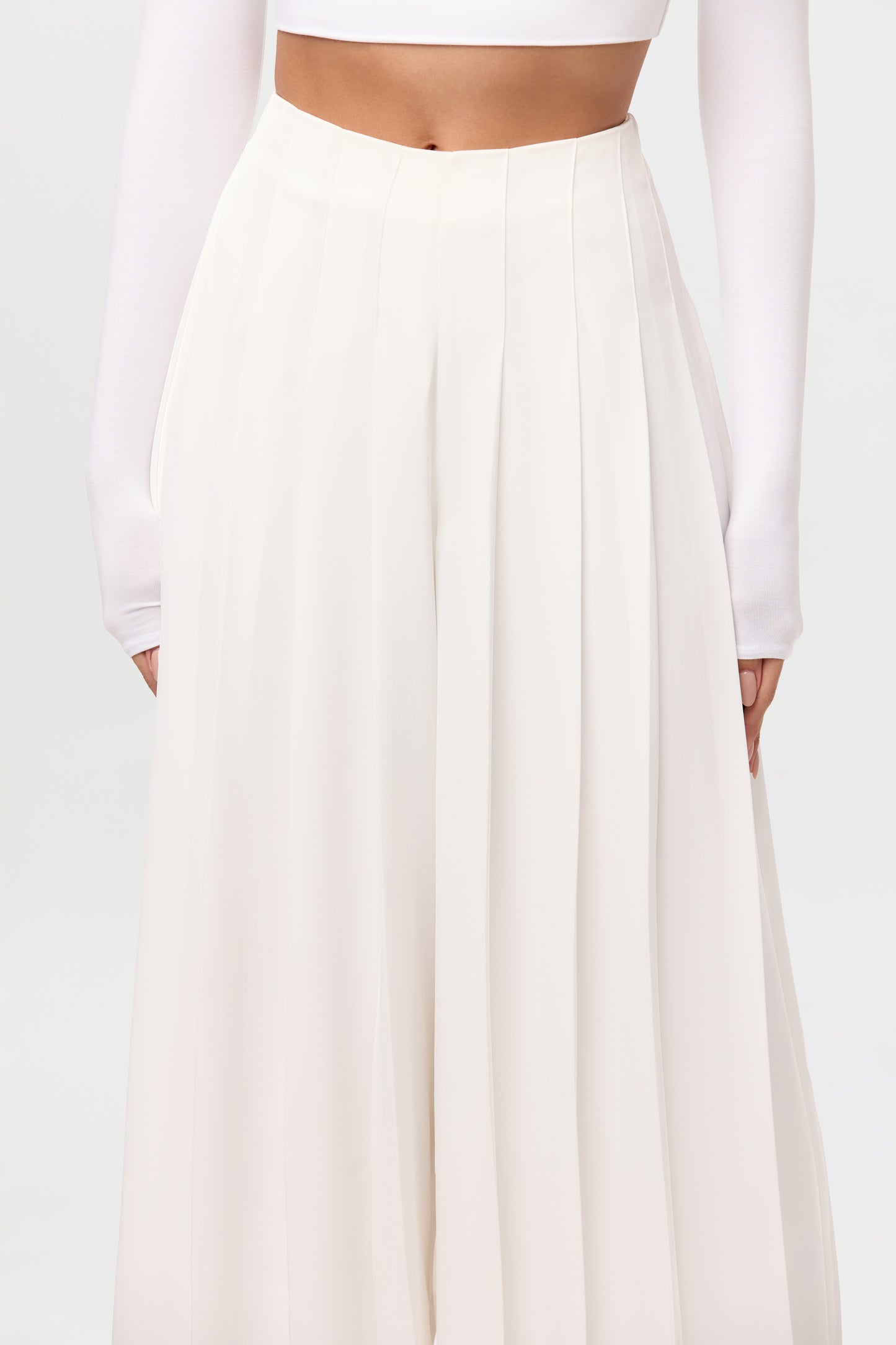 Pleated Wide-Leg Pant
