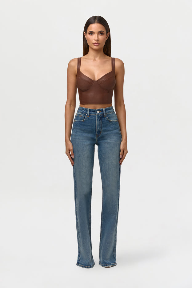 Vegan Leather Tank Crop Top