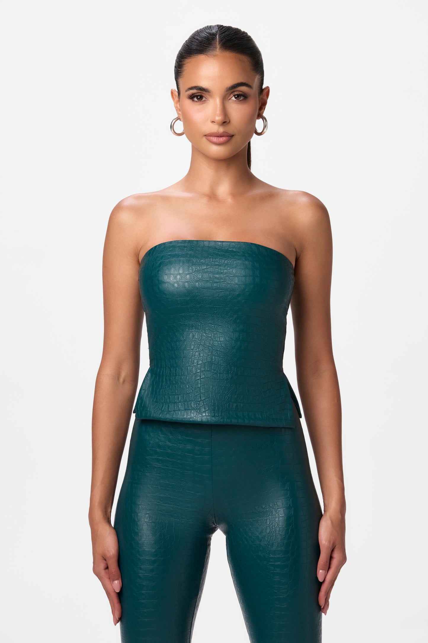 Vegan Leather Croc Tube Top