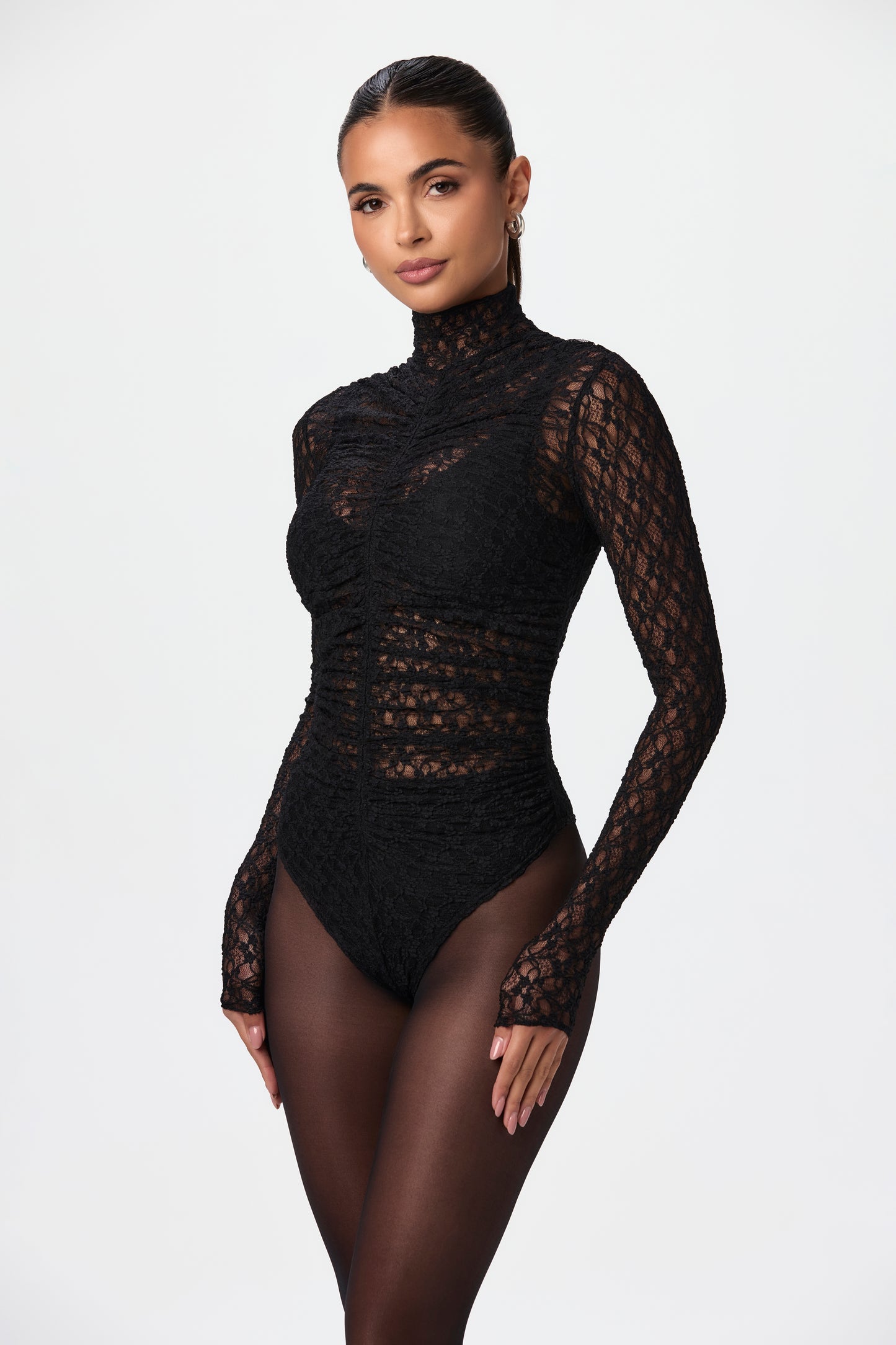 Stretch Lace Ruched Bodysuit