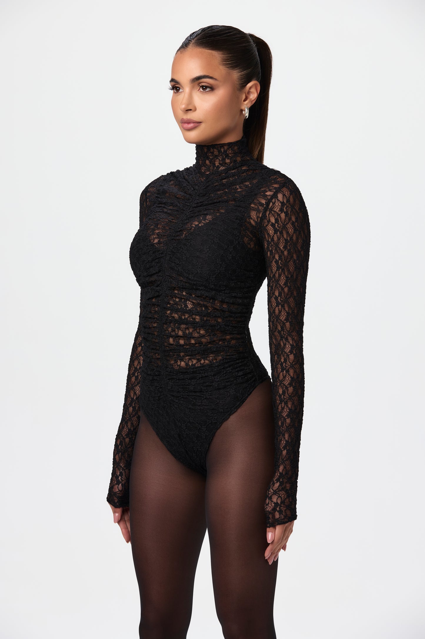 Stretch Lace Ruched Bodysuit