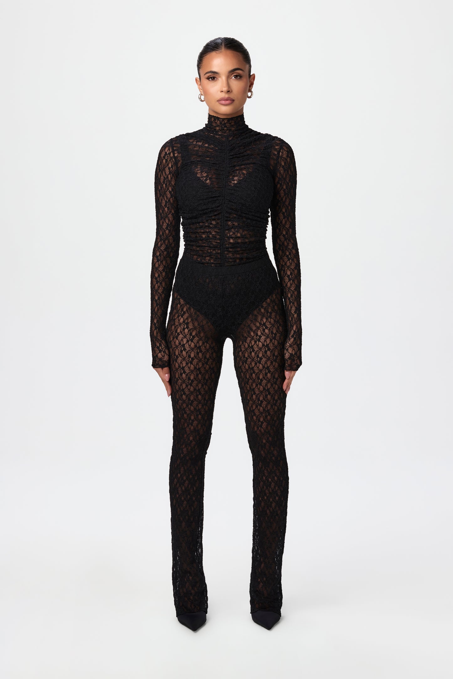 Stretch Lace Straight-Leg Pant