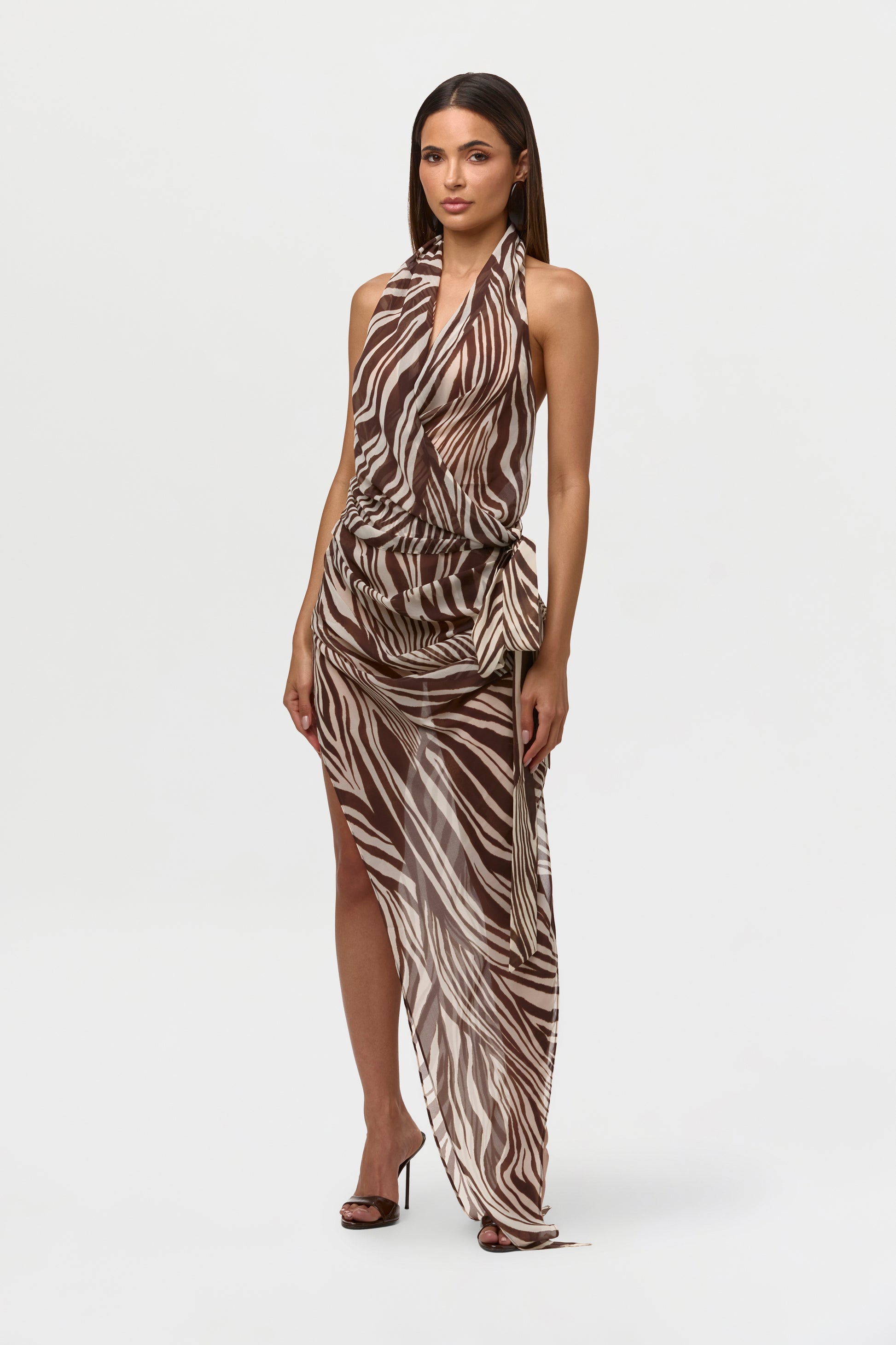 Chiffon Print Asymmetrical Skirt