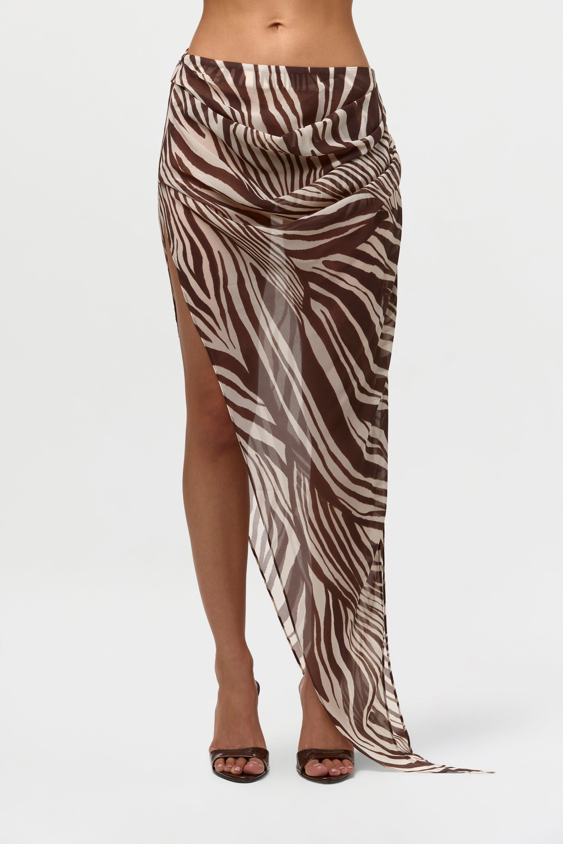 Chiffon Print Asymmetrical Skirt