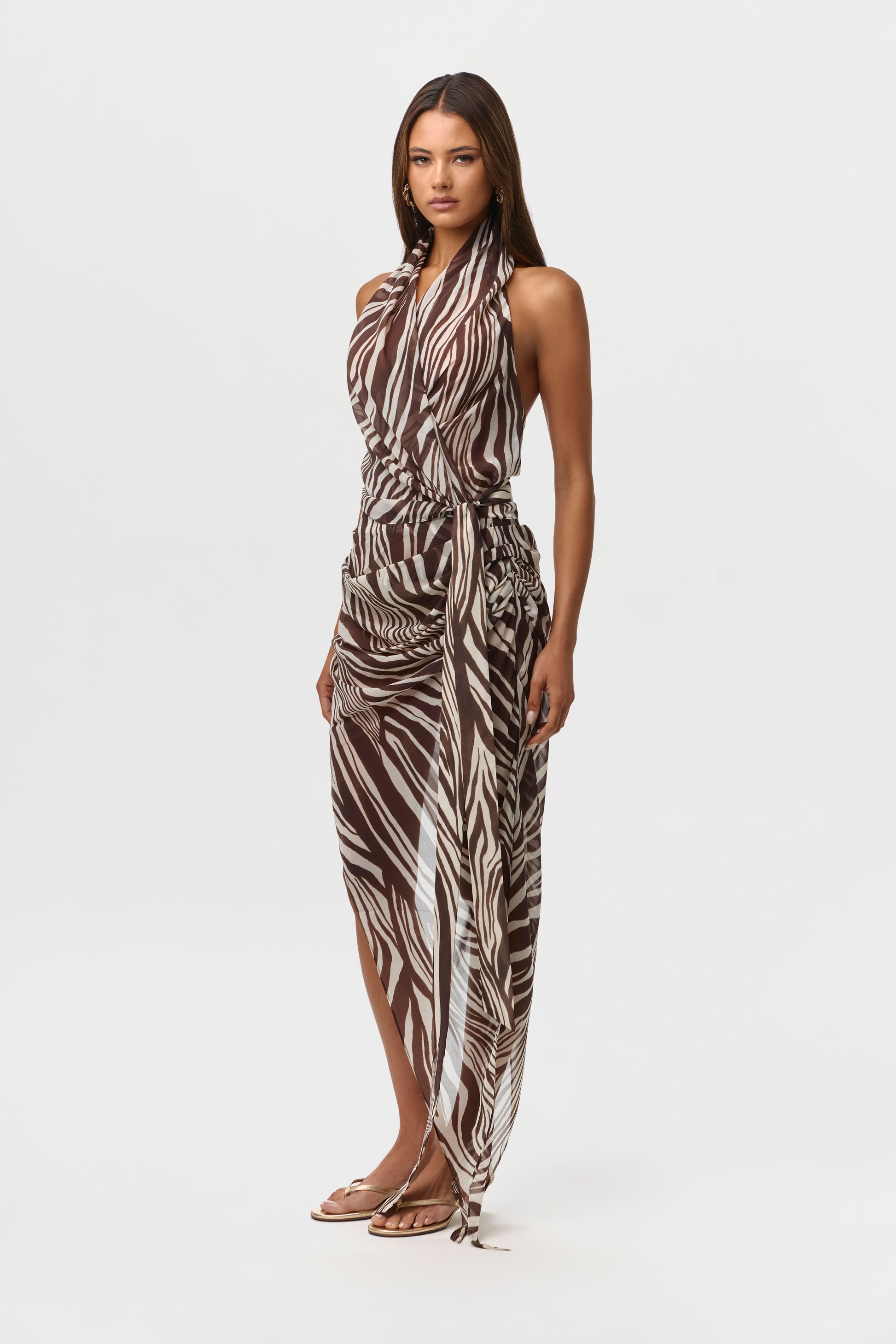 Chiffon Print Asymmetrical Skirt