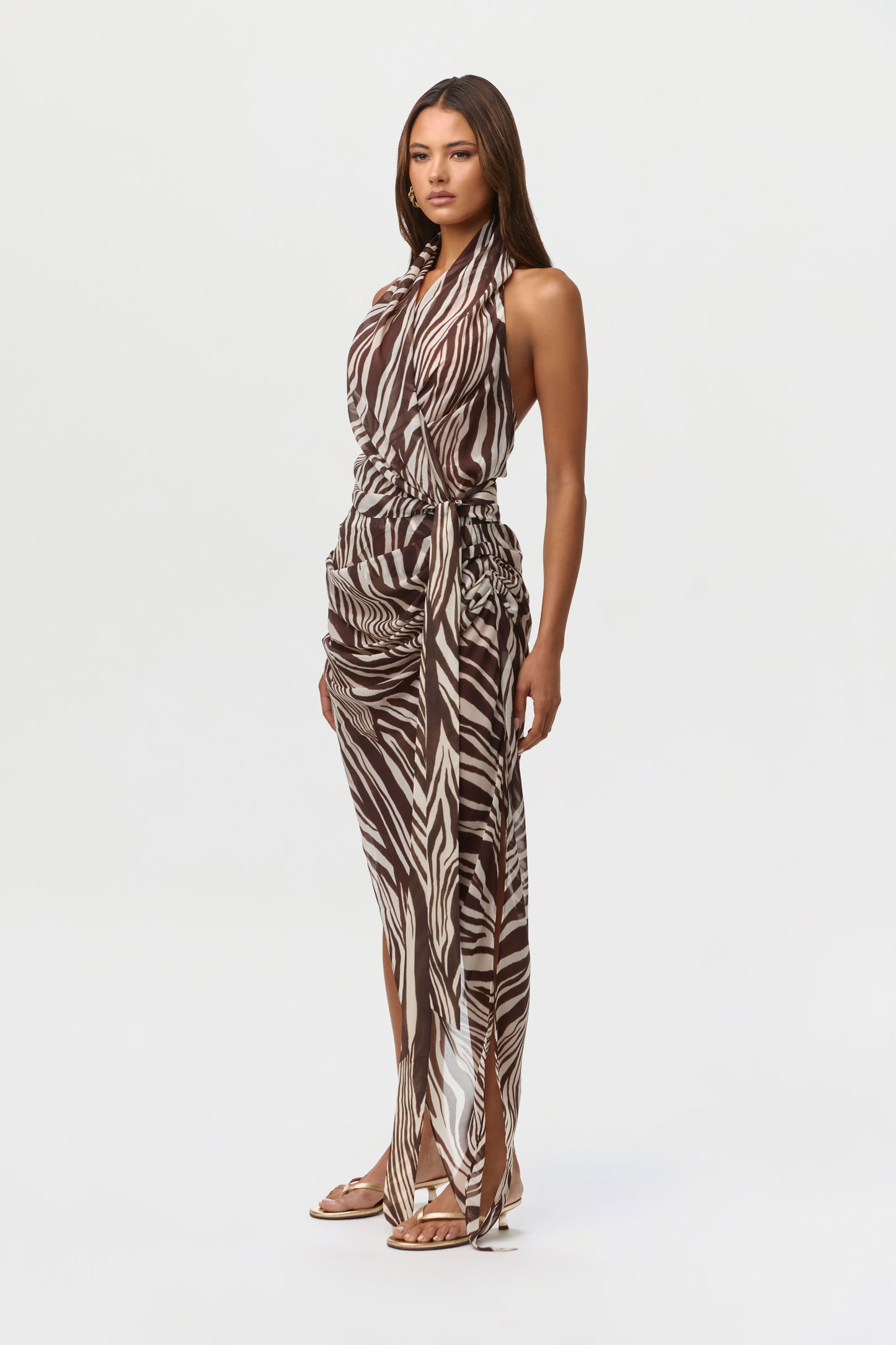 Chiffon Print Asymmetrical Skirt