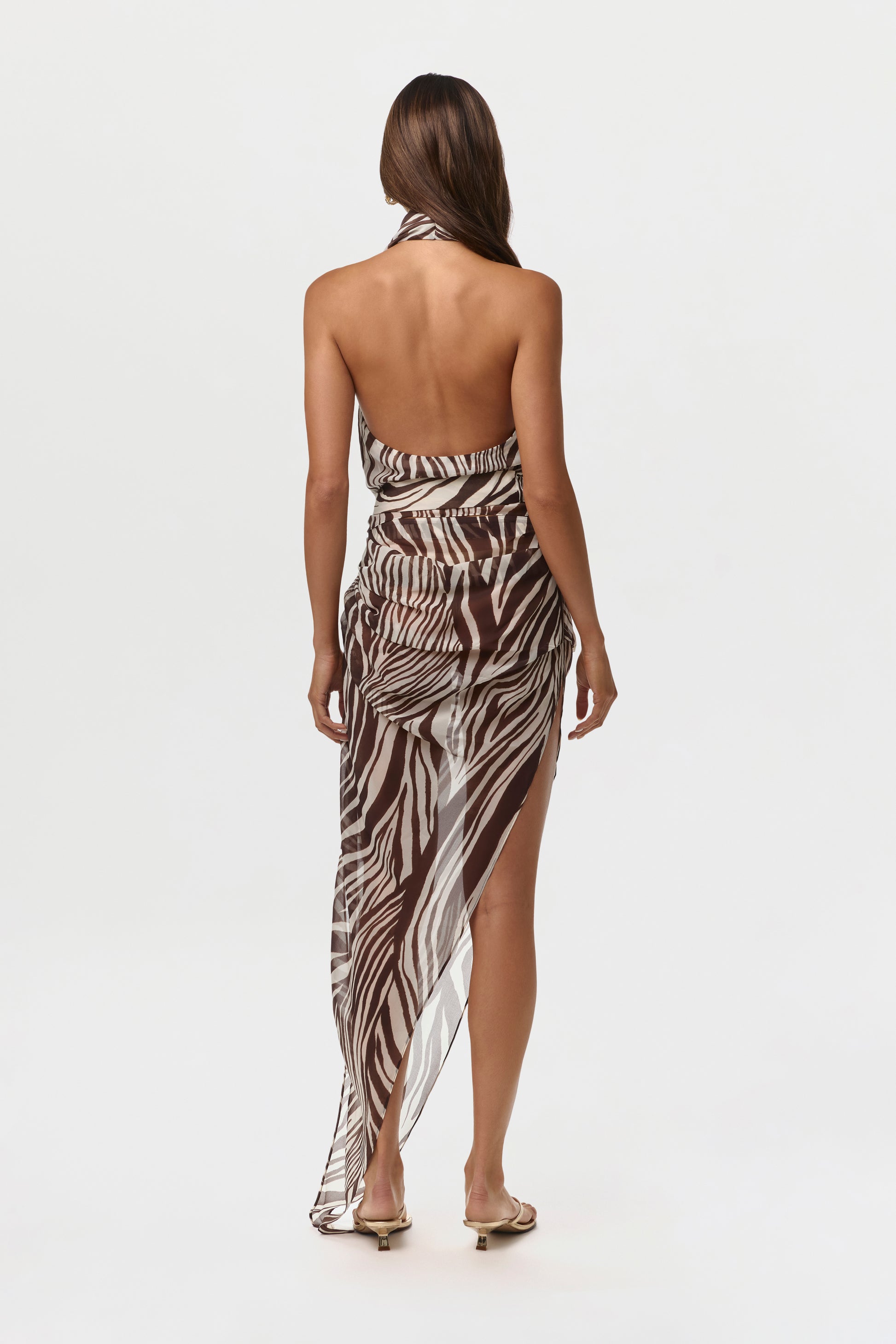 Chiffon Print Asymmetrical Skirt