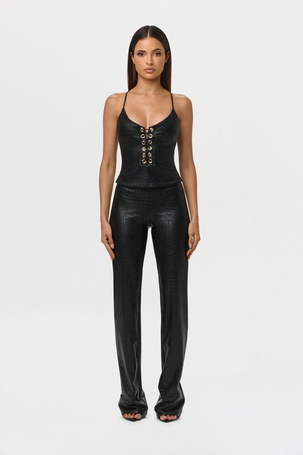 Croc Lace Up Top