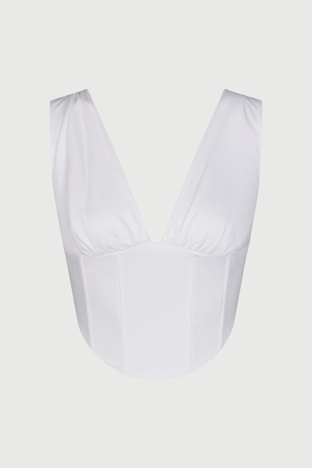 Shirting V-Neck Corset Top