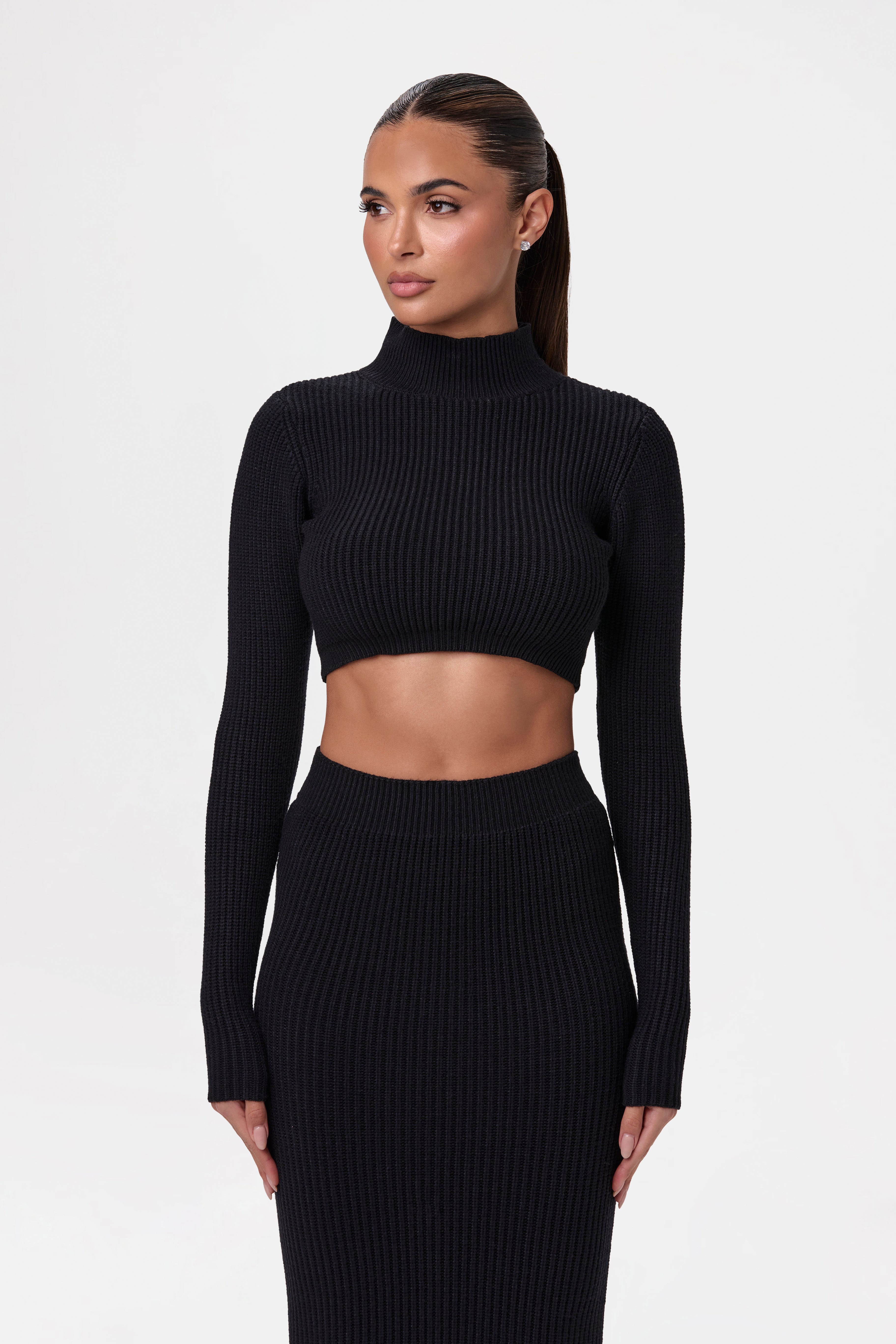 Ribbed Turtleneck Crop Top