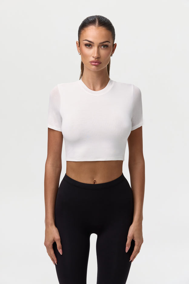 Micro Modal Cropped Short Sleeve Top