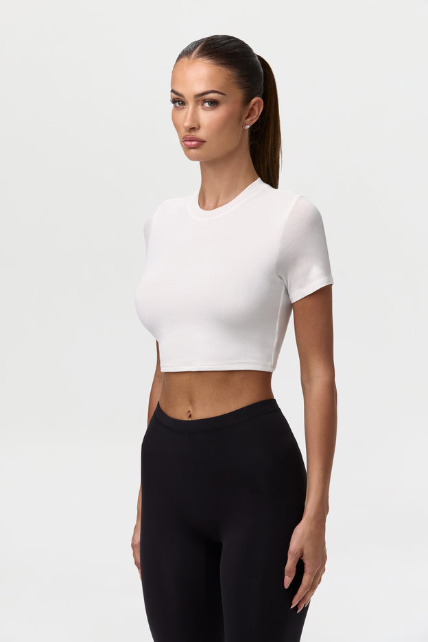 Modal Crew Short Sleeve Crop Top