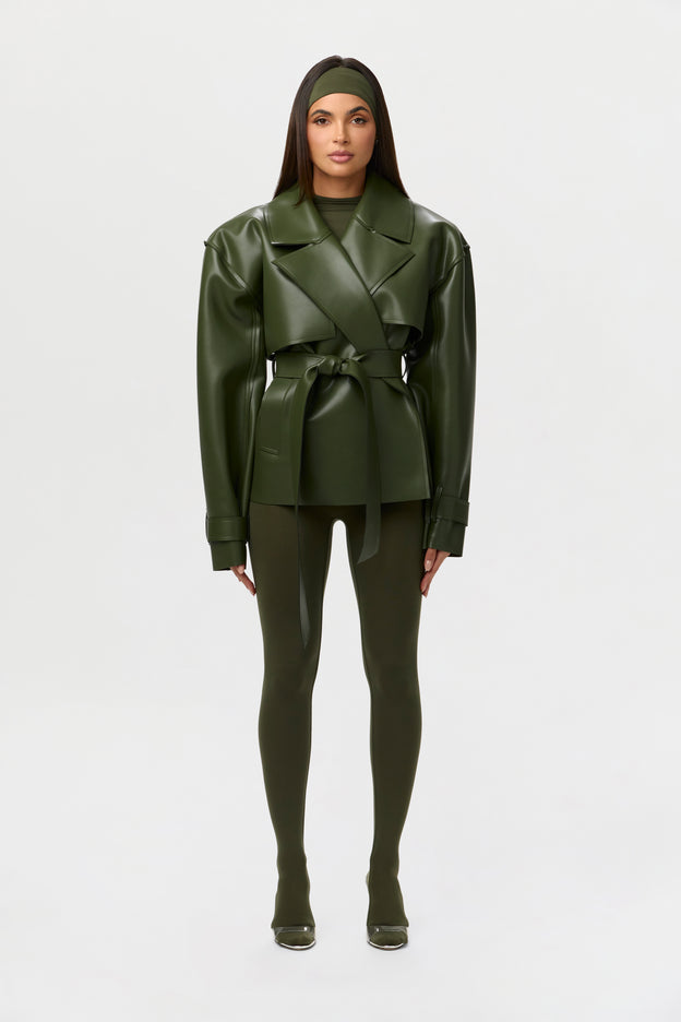 Vegan Leather Trench Jacket