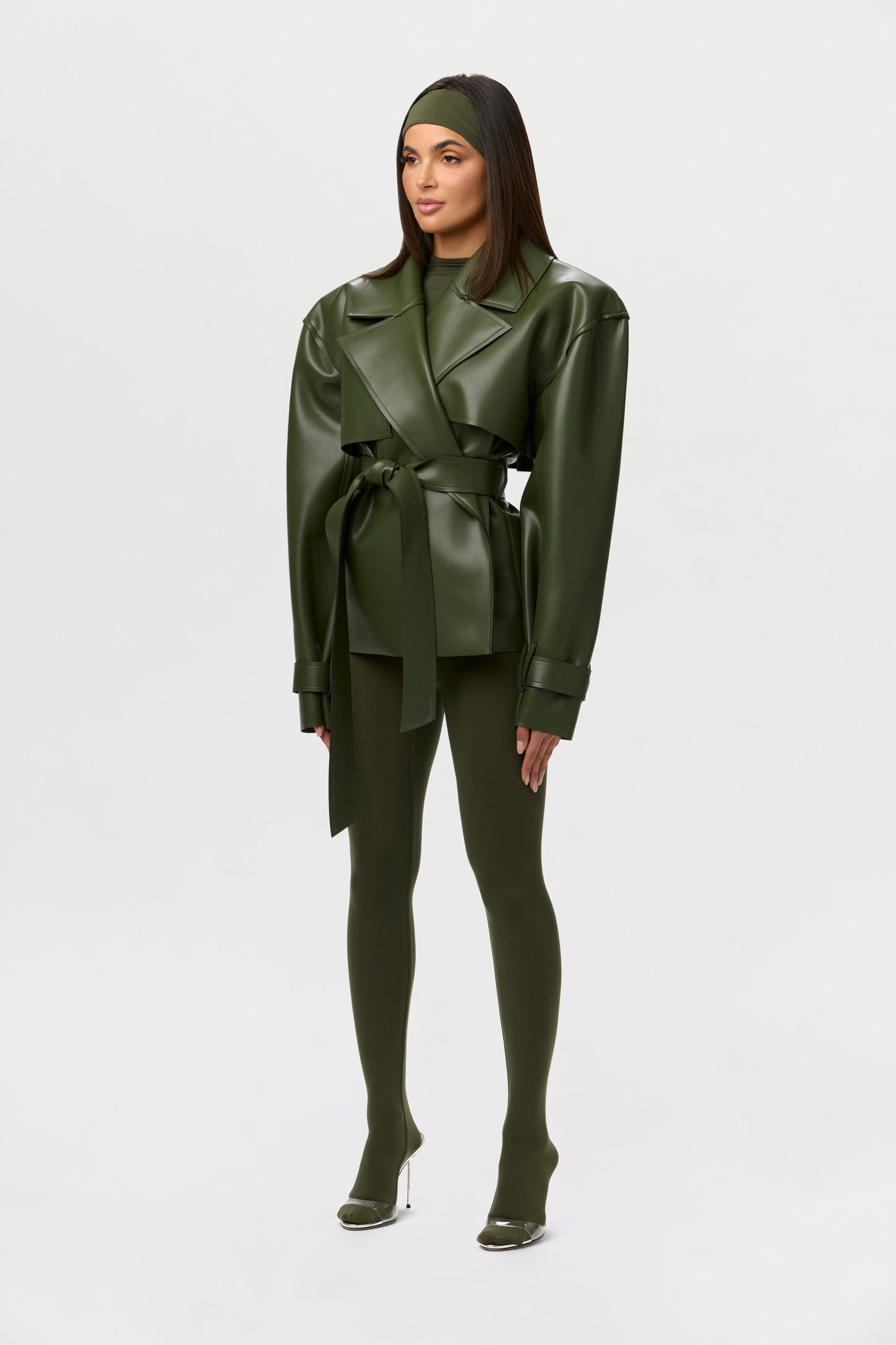 Vegan Leather Trench Jacket