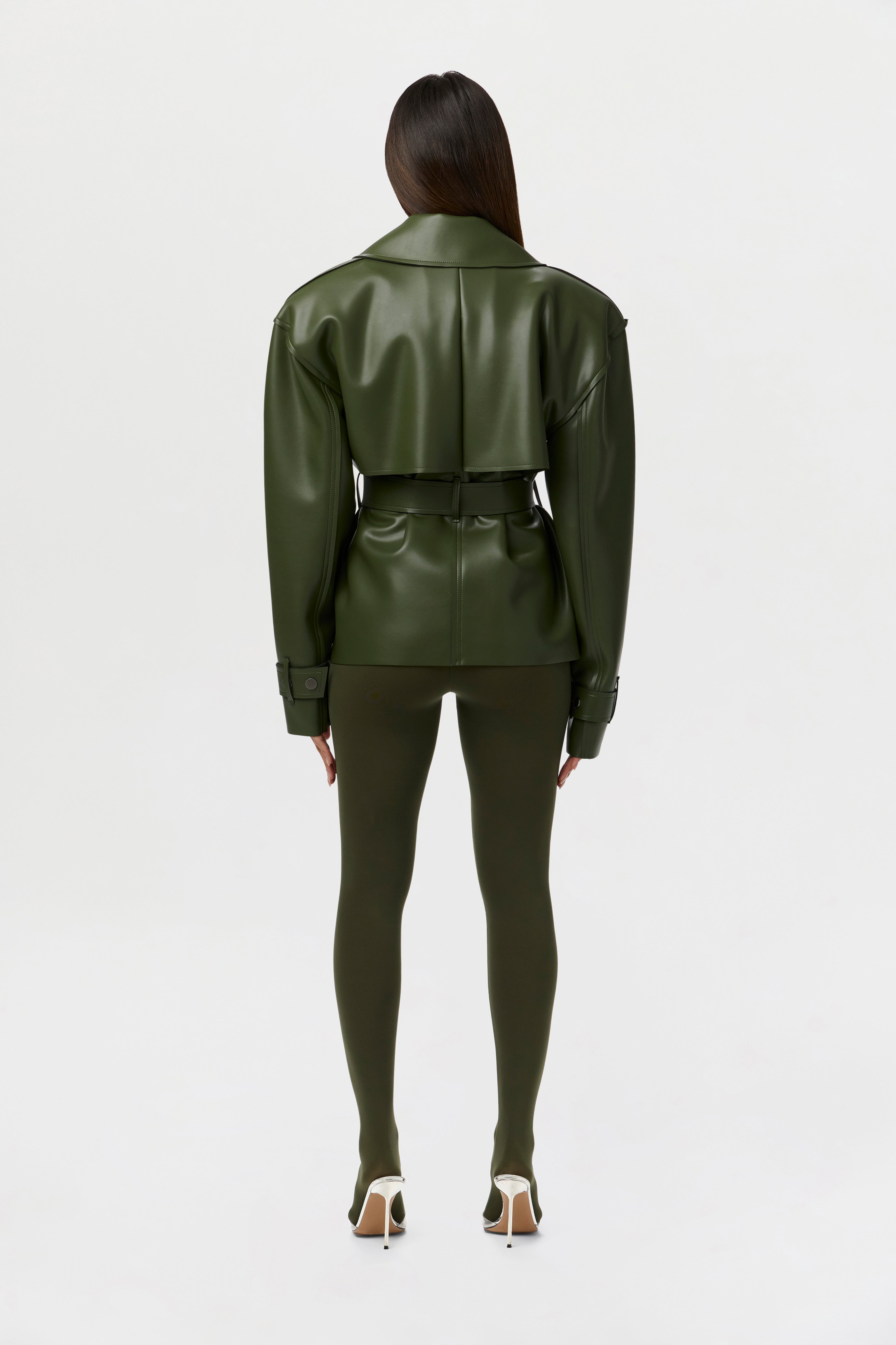 Vegan Leather Cropped Trench Jacket – Naked Wardrobe