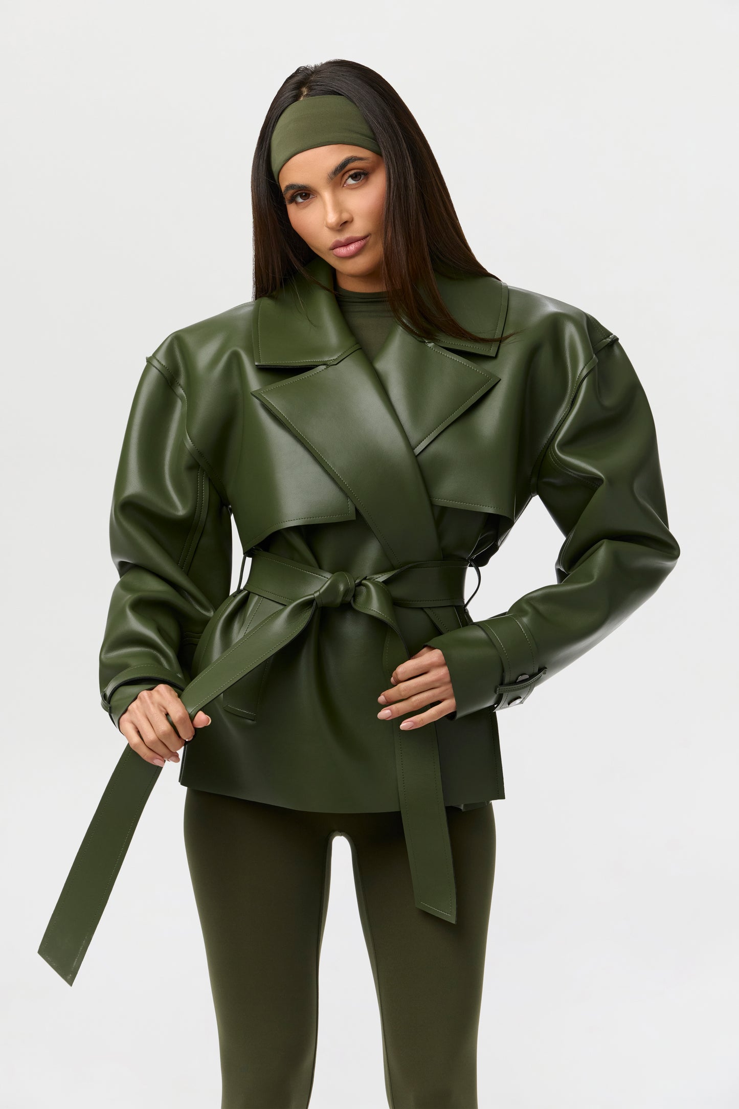 Vegan Leather Trench Jacket