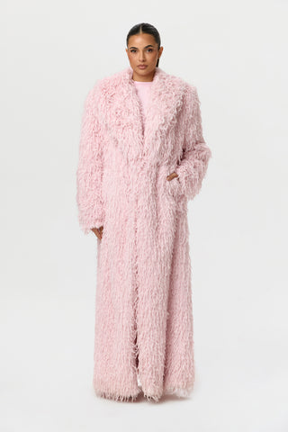 Faux Feather Long Coat