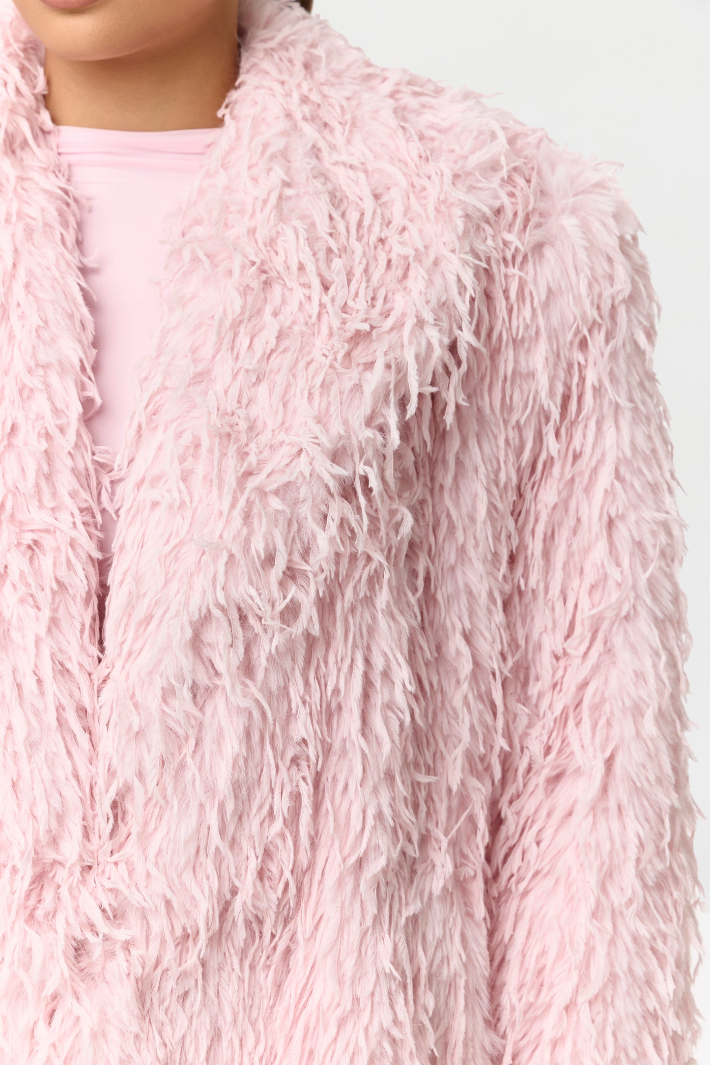 Faux Feather Long Coat