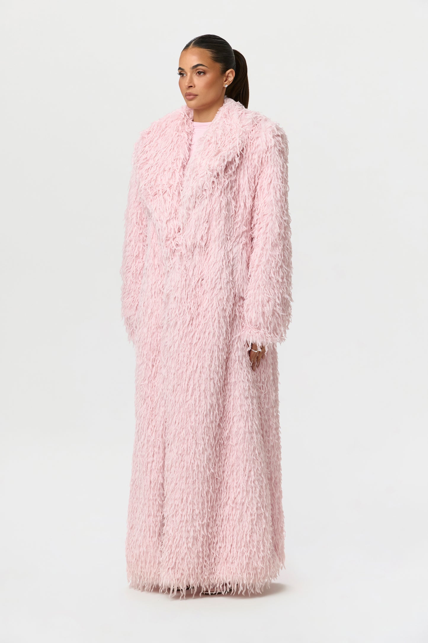Faux Feather Long Coat