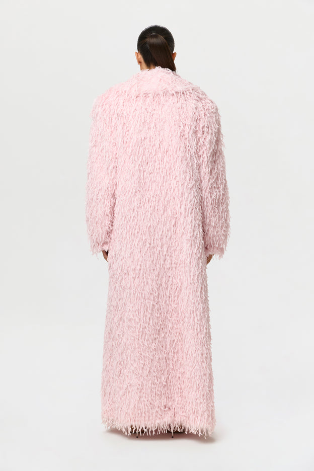 Faux Feather Long Coat