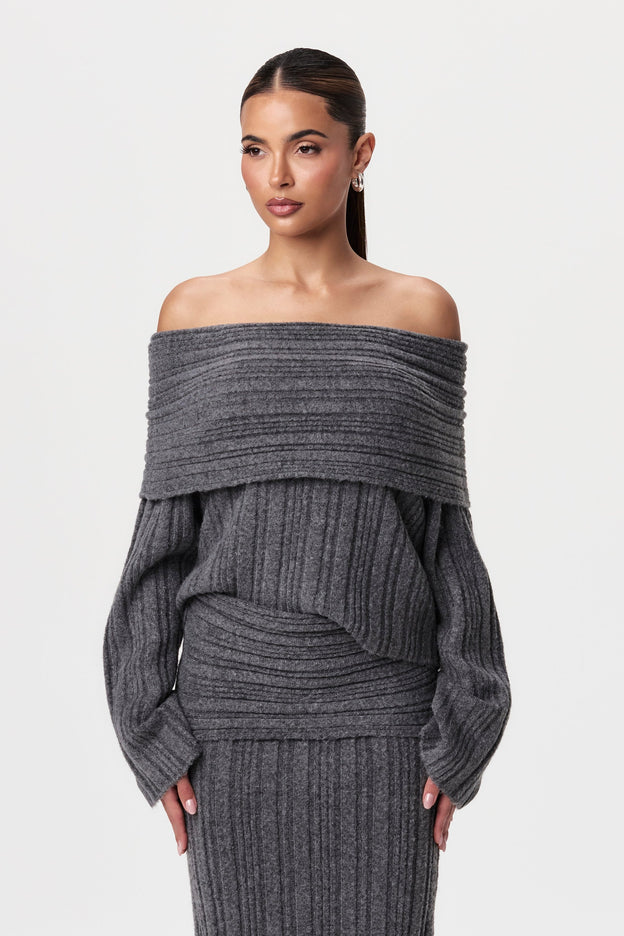 Off-Shoulder Ribbed Sweater