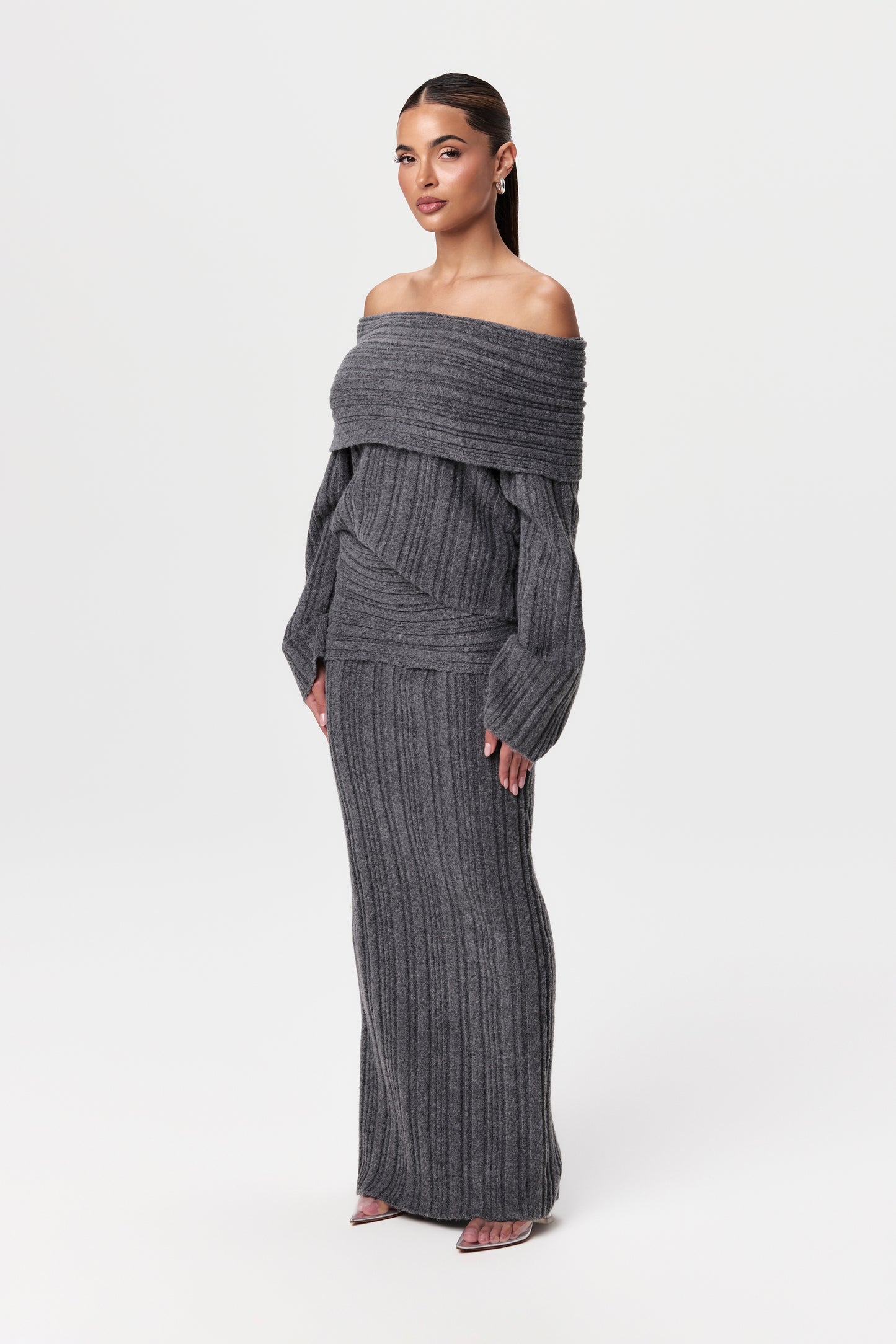 Ribbed Sweater Maxi Skirt