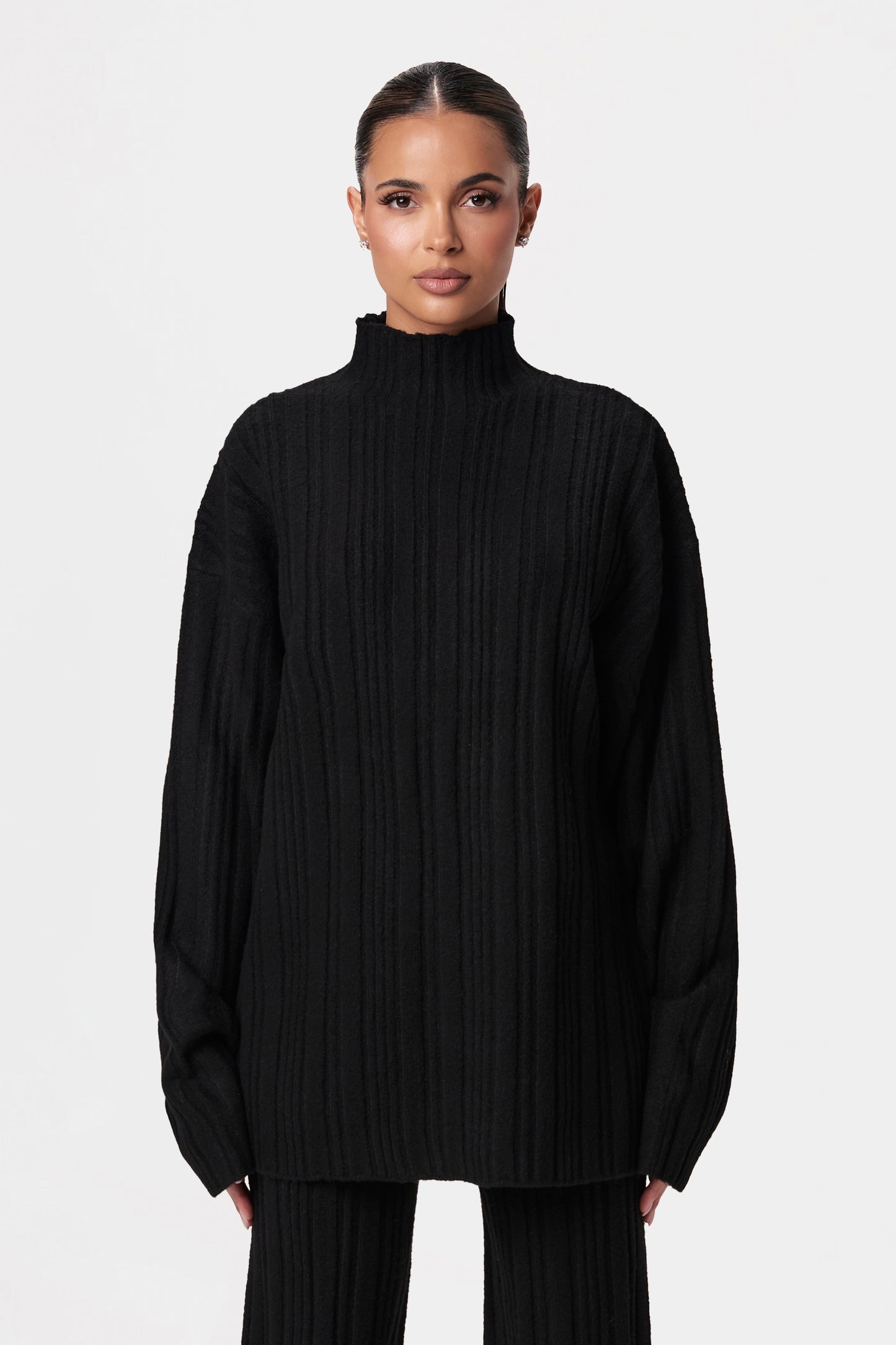 Ribbed-Knit Oversized Sweater Top