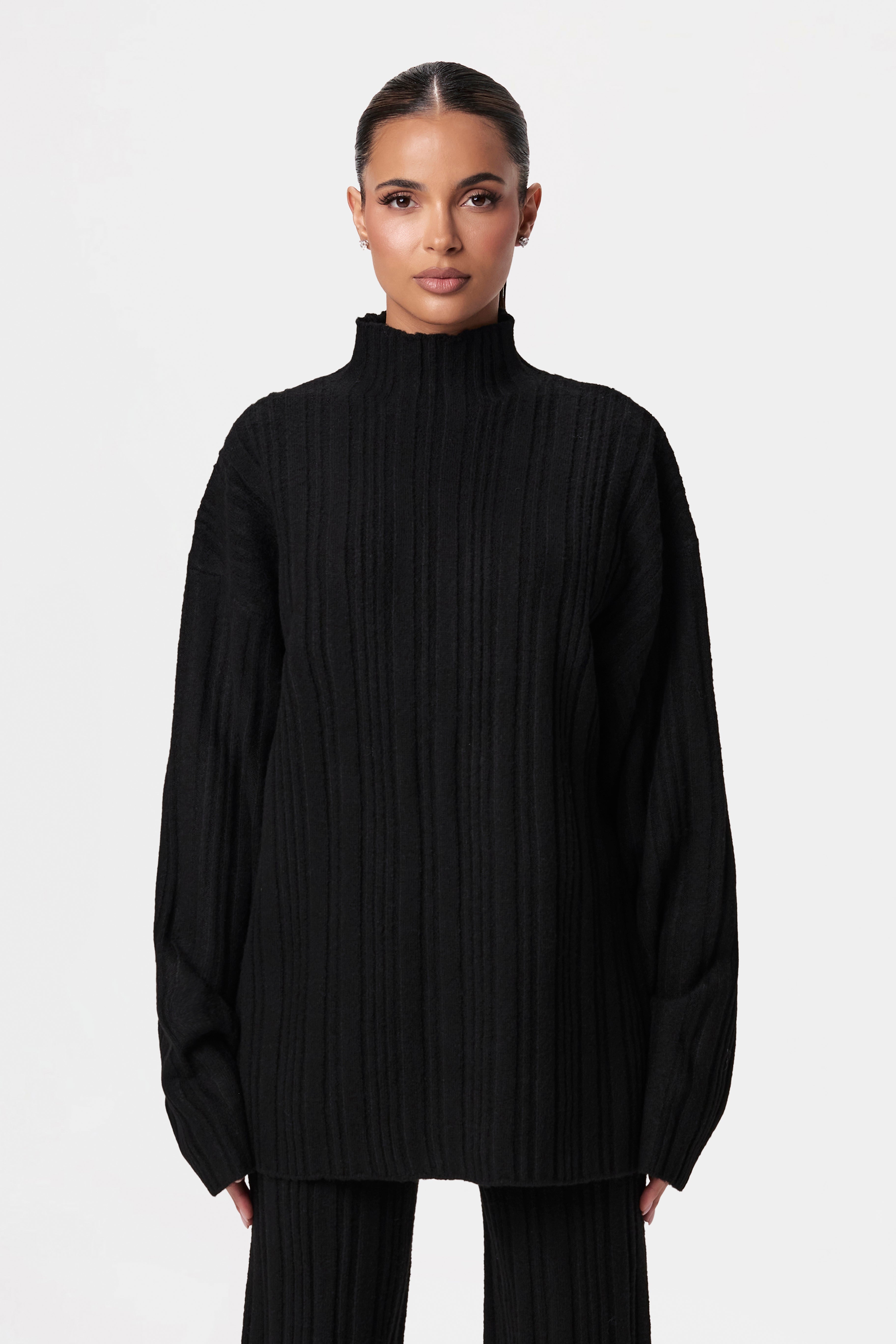 Ribbed-Knit Oversized Sweater Top