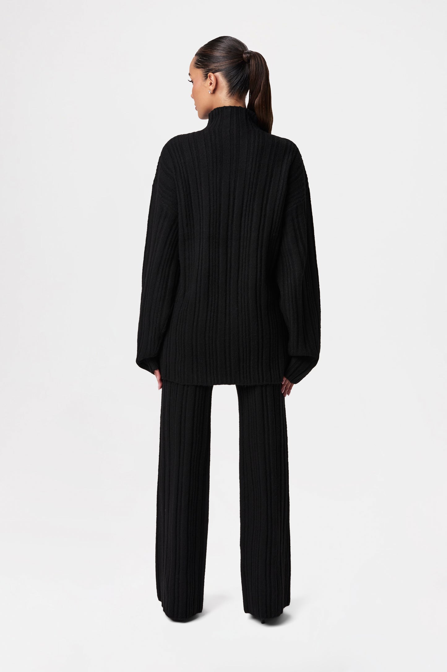 Ribbed-Knit Wide-leg Pant