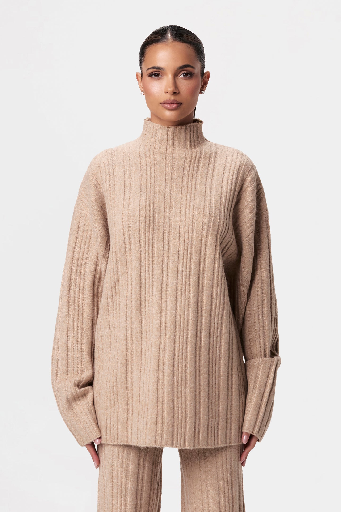 Ribbed-Knit Oversized Sweater Top