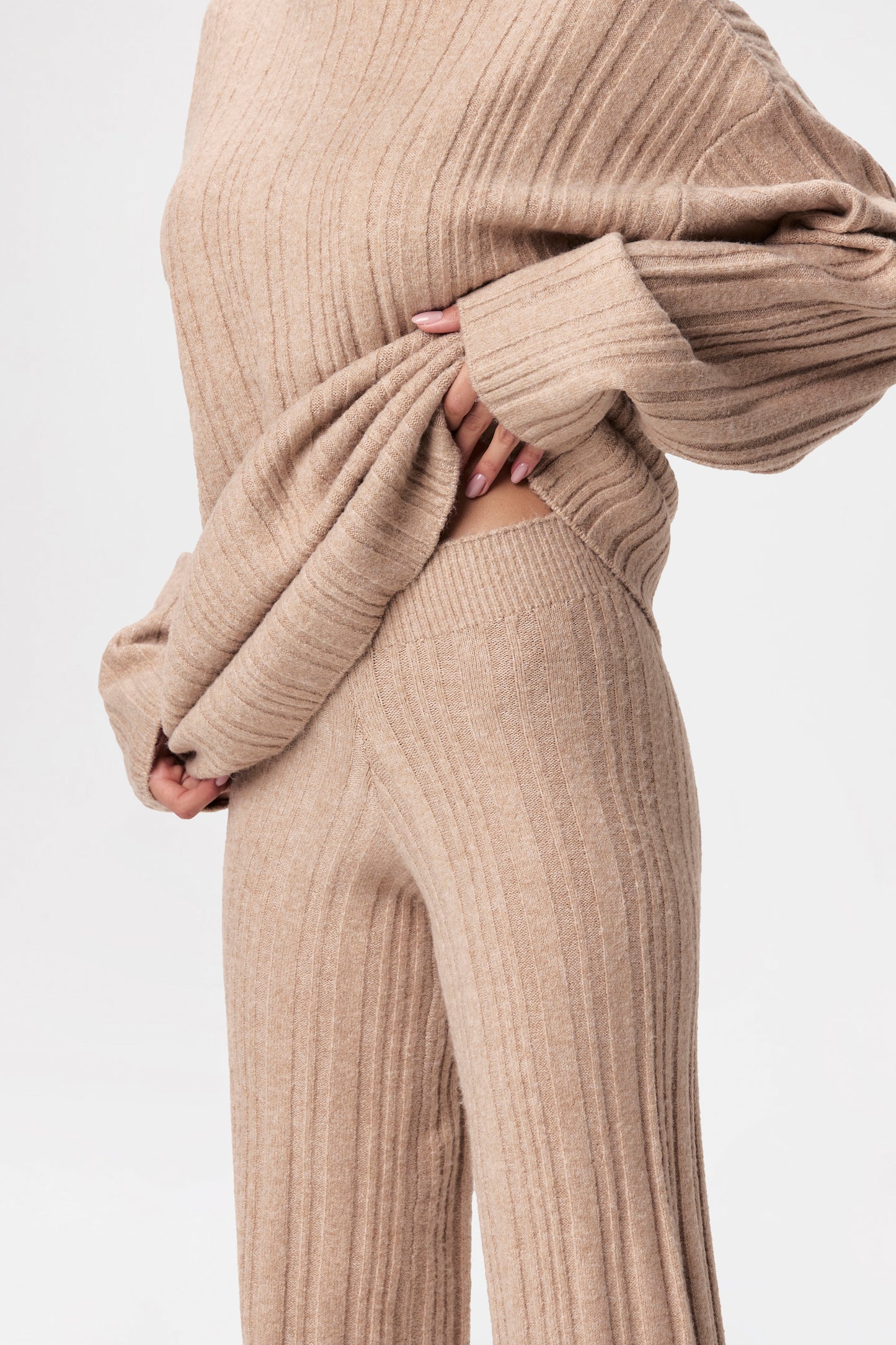 Ribbed-Knit Wide-leg Pant