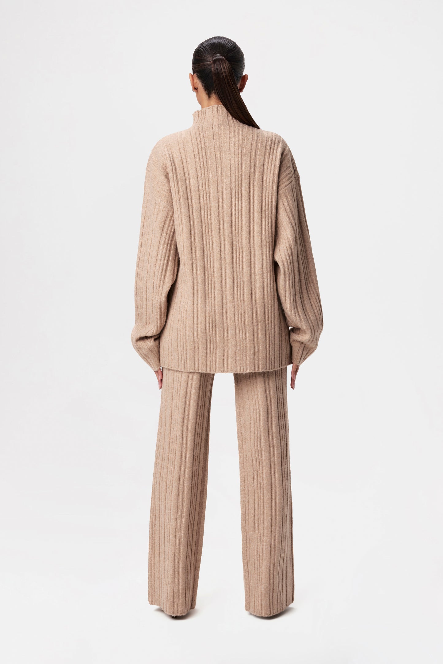 Ribbed-Knit Wide-leg Pant