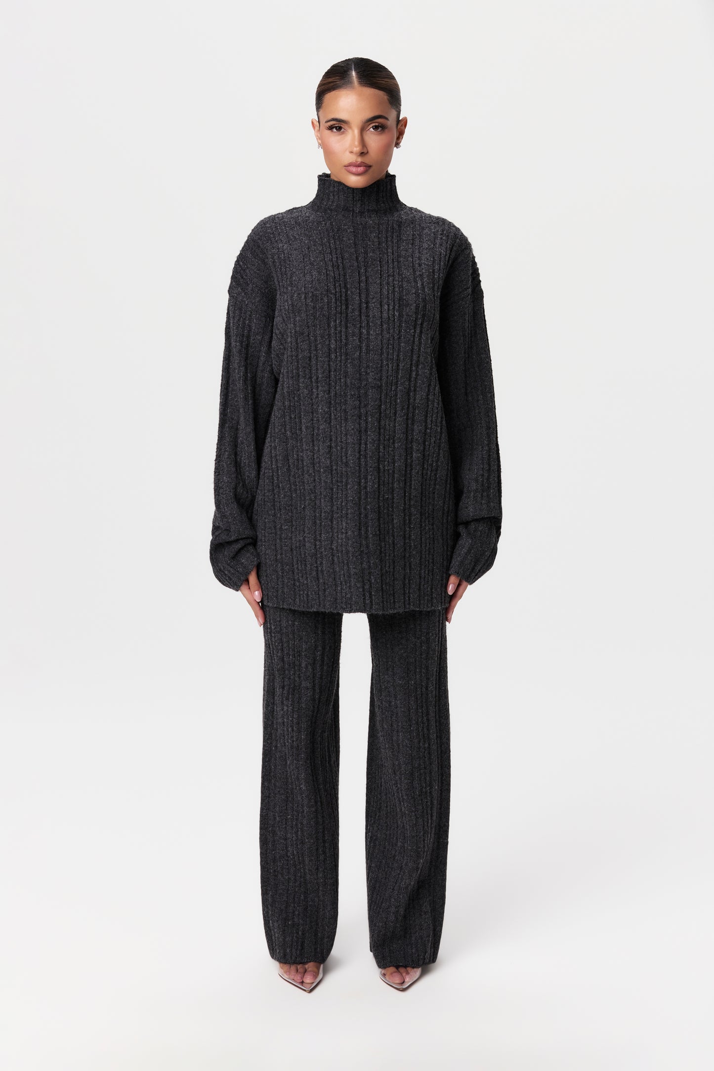 Ribbed-Knit Wide-leg Pant