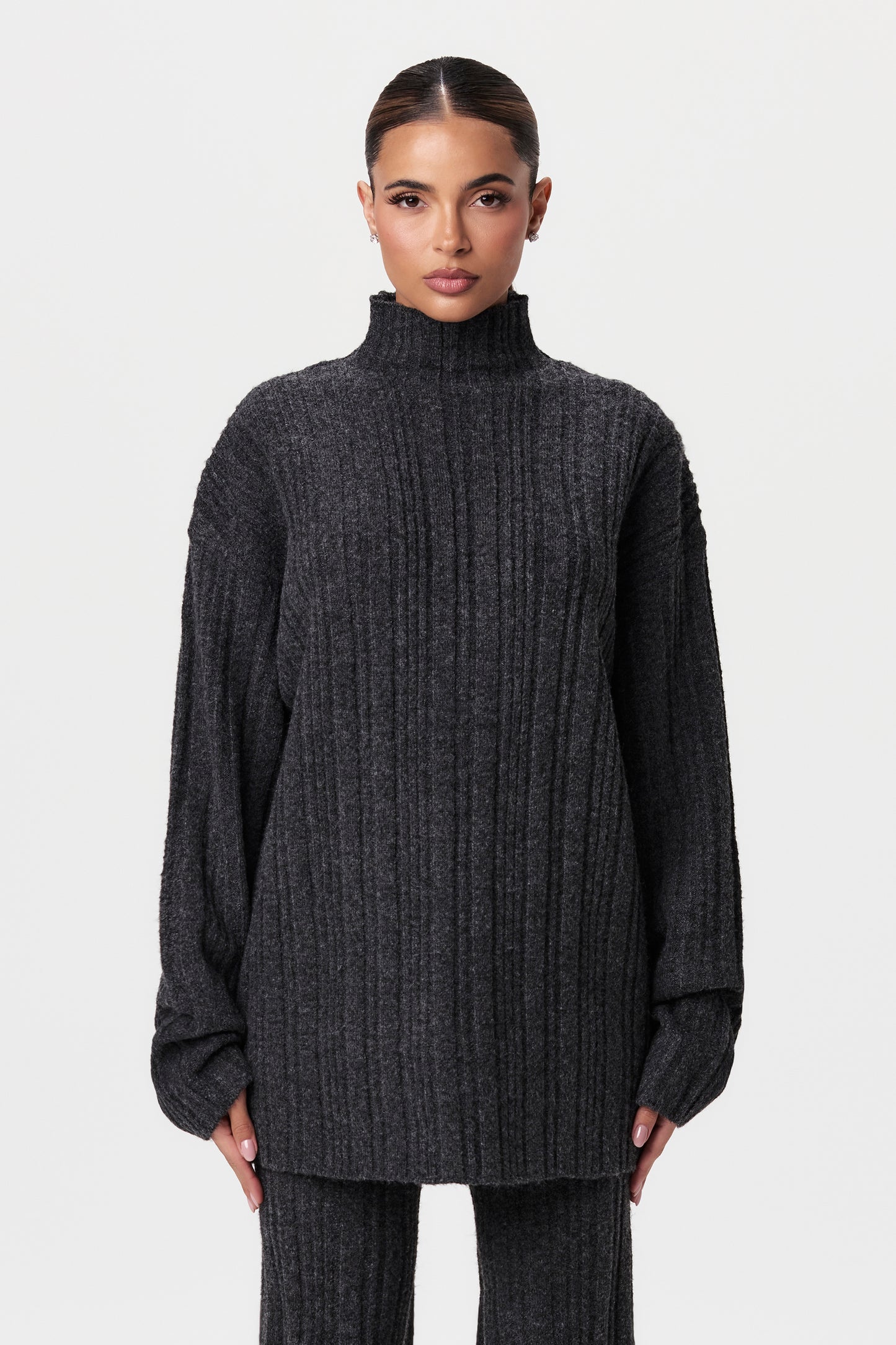 Ribbed-Knit Oversized Sweater Top