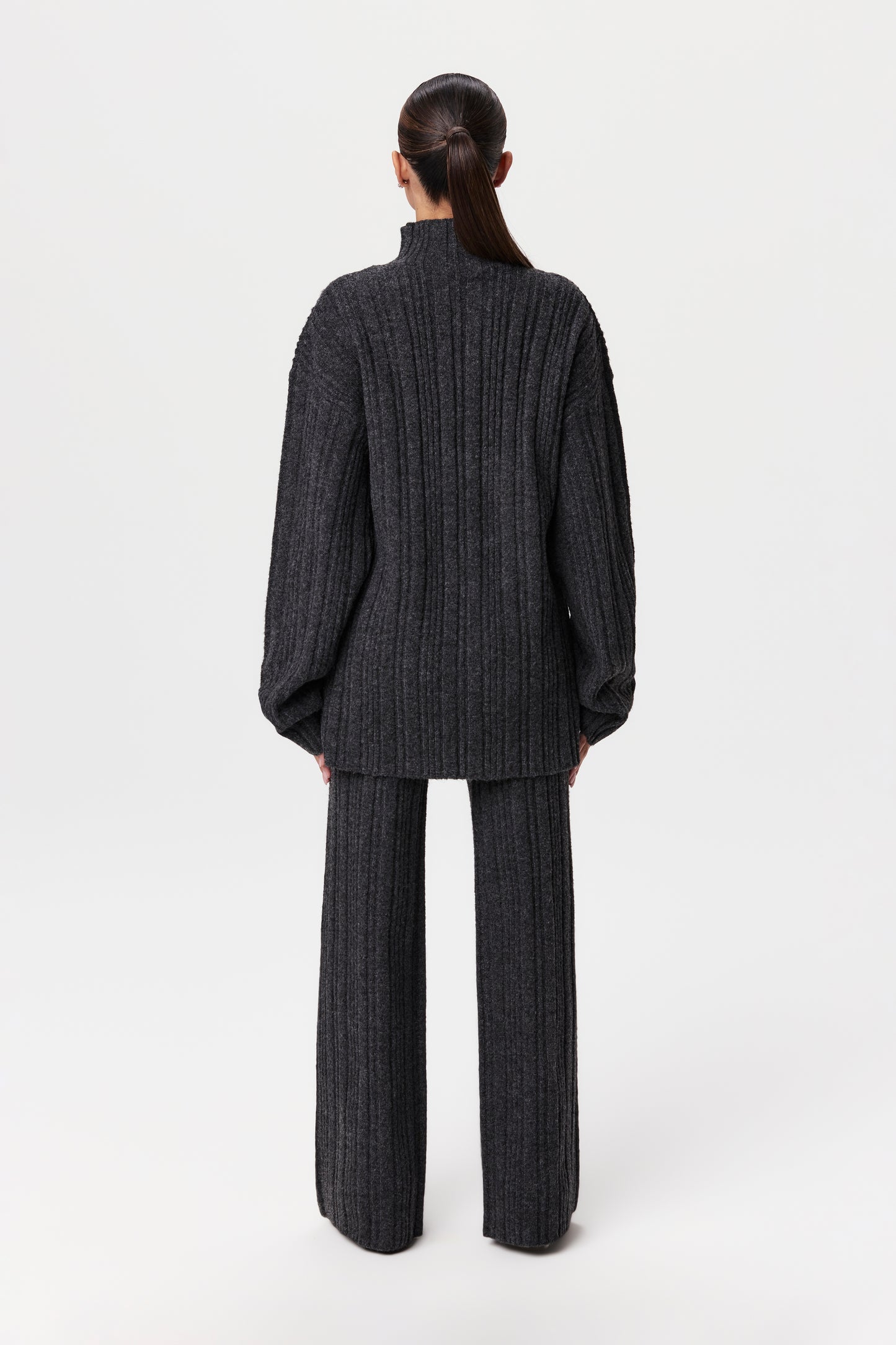 Ribbed-Knit Wide-leg Pant