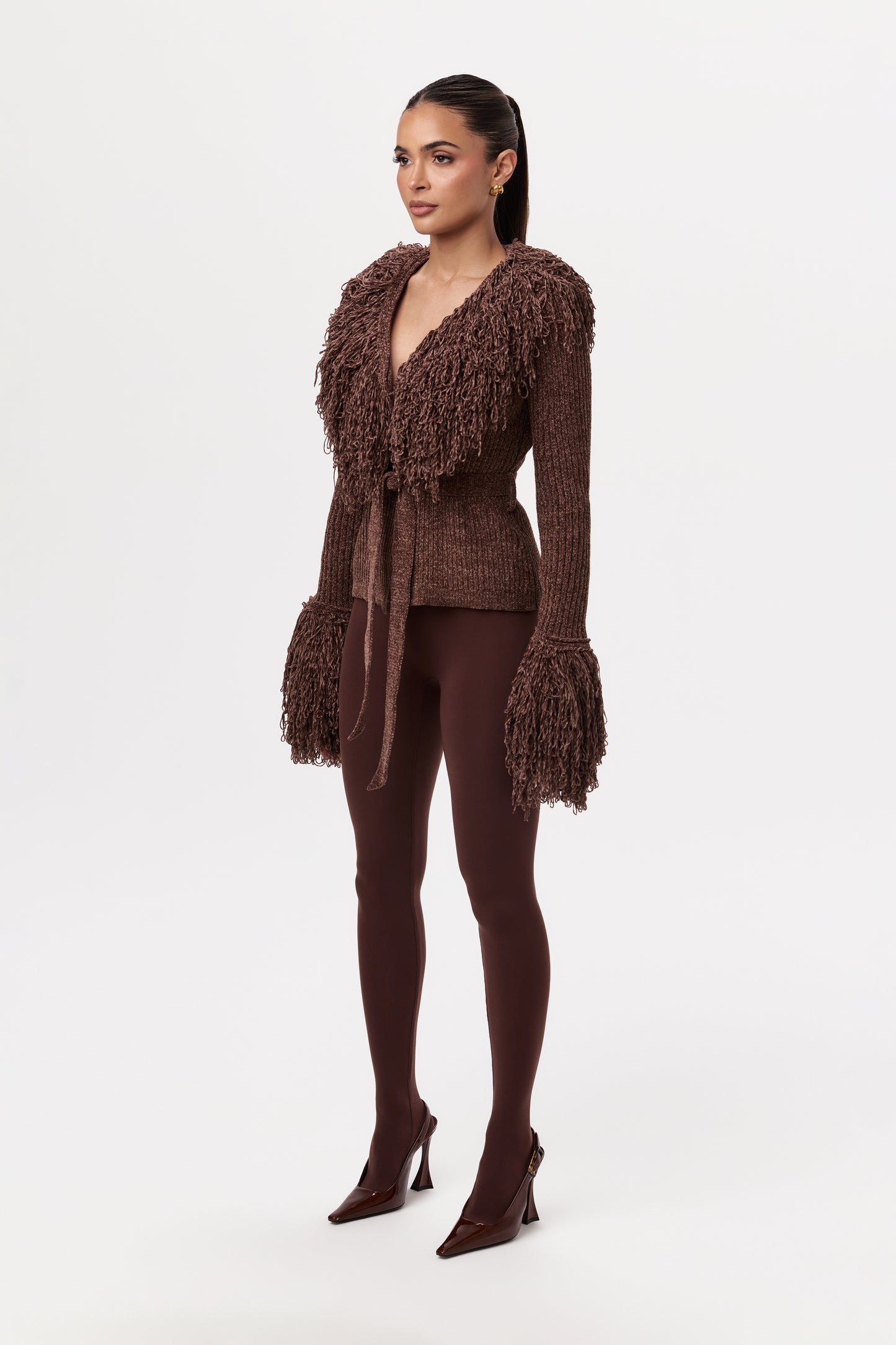 Knit Fringe V-Neck Cardigan