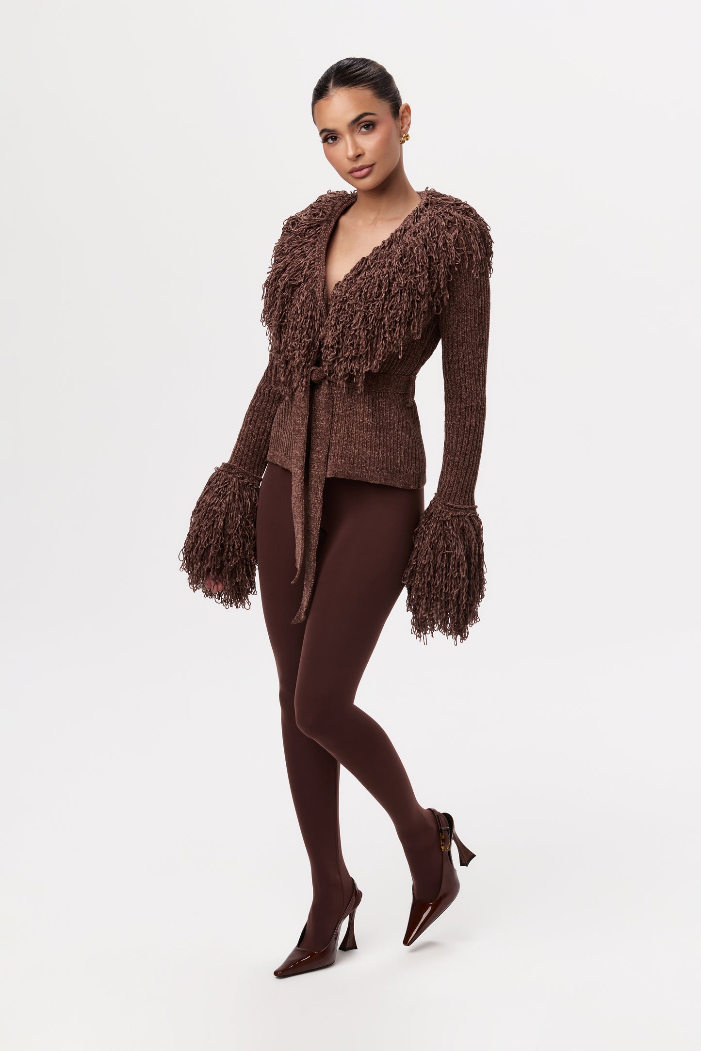 Knit Fringe V-Neck Cardigan