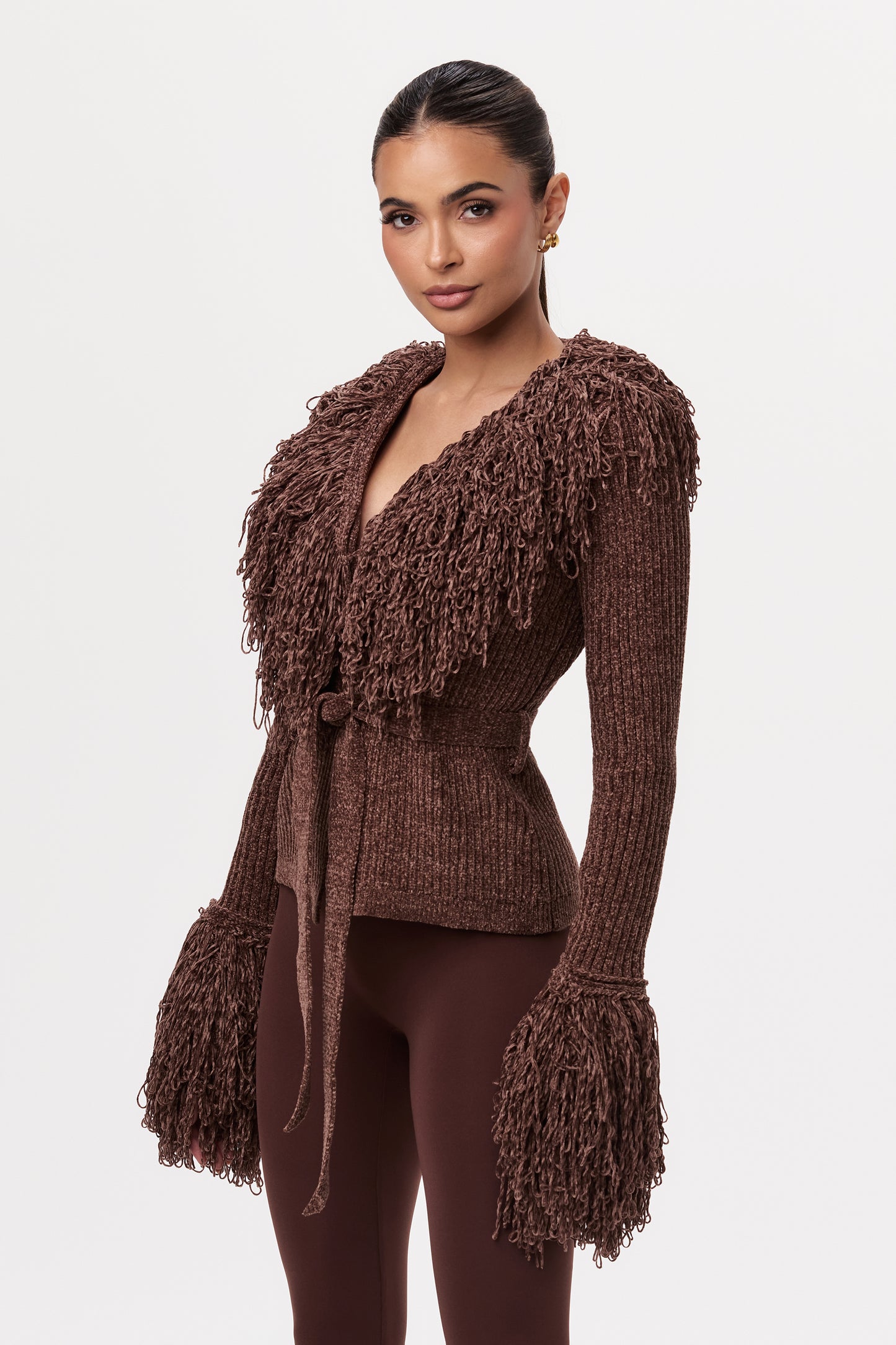 Knit Fringe V-Neck Cardigan