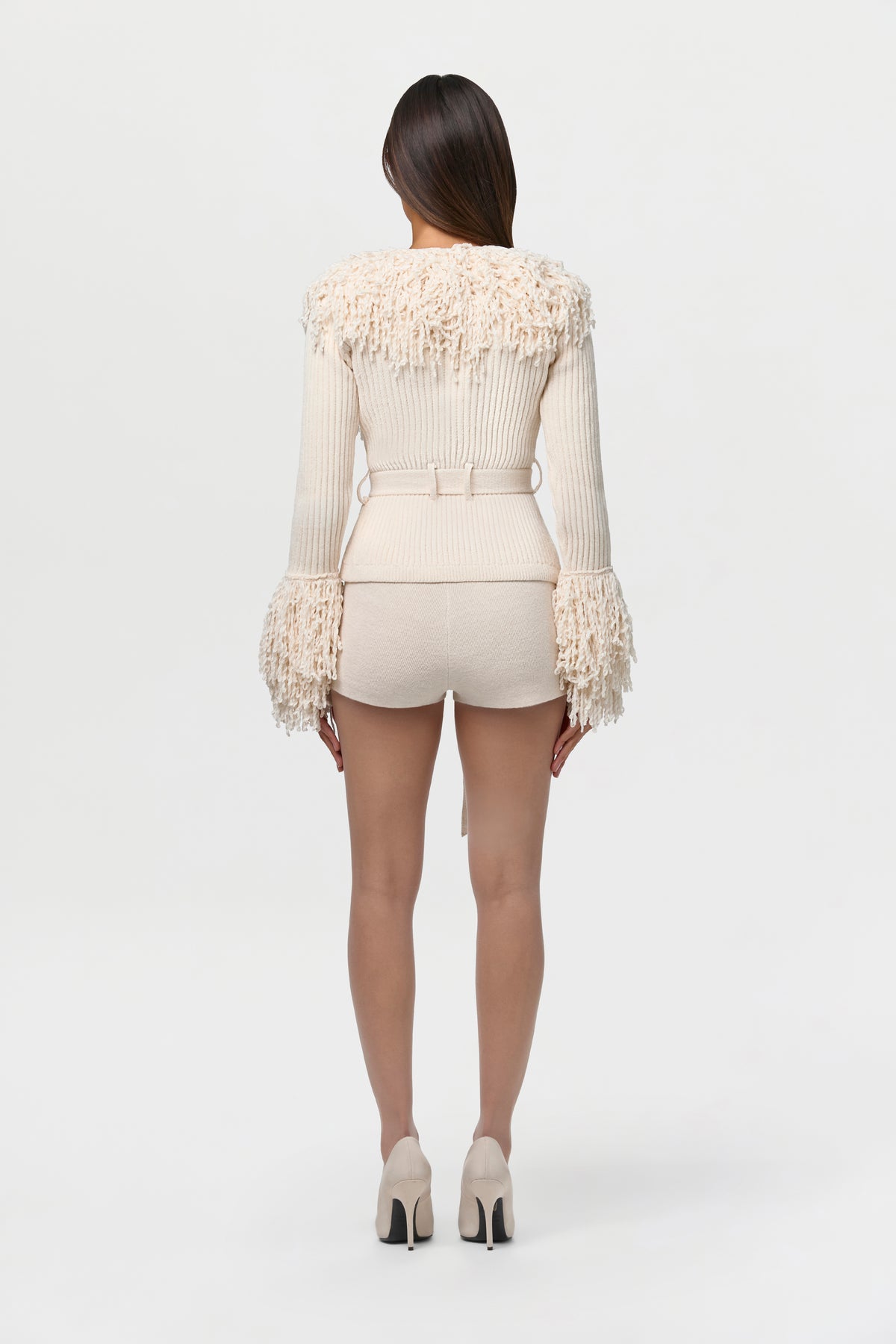 Knit Fringe V-Neck Cardigan