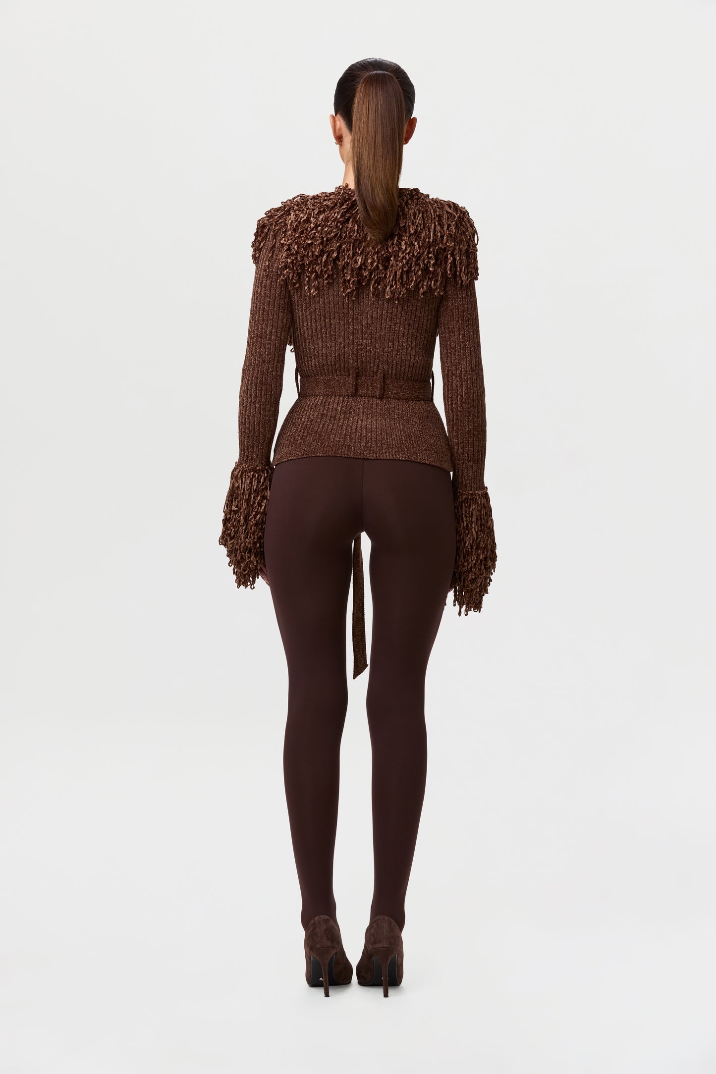 Knit Fringe V-Neck Cardigan