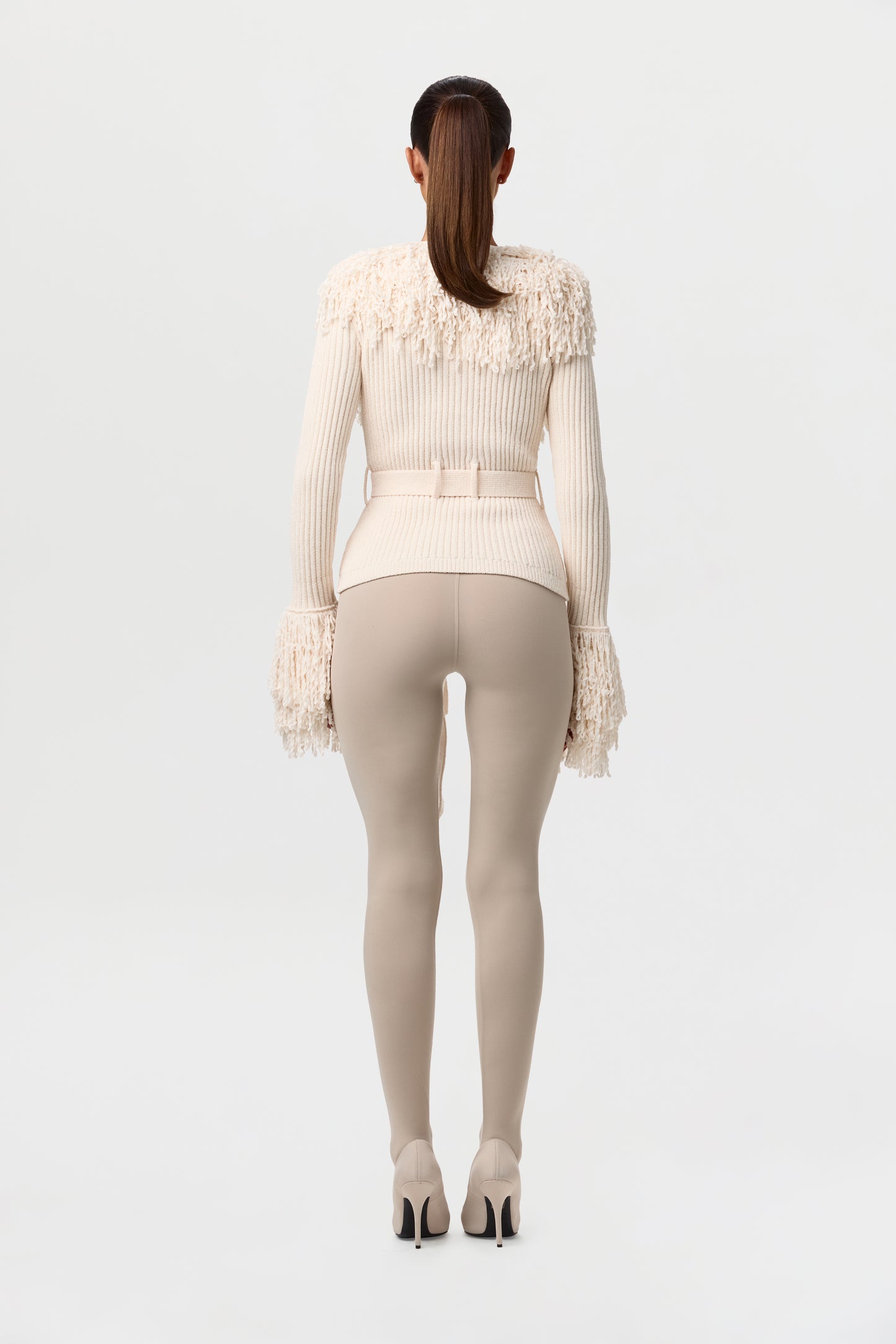 Knit Fringe V-Neck Cardigan