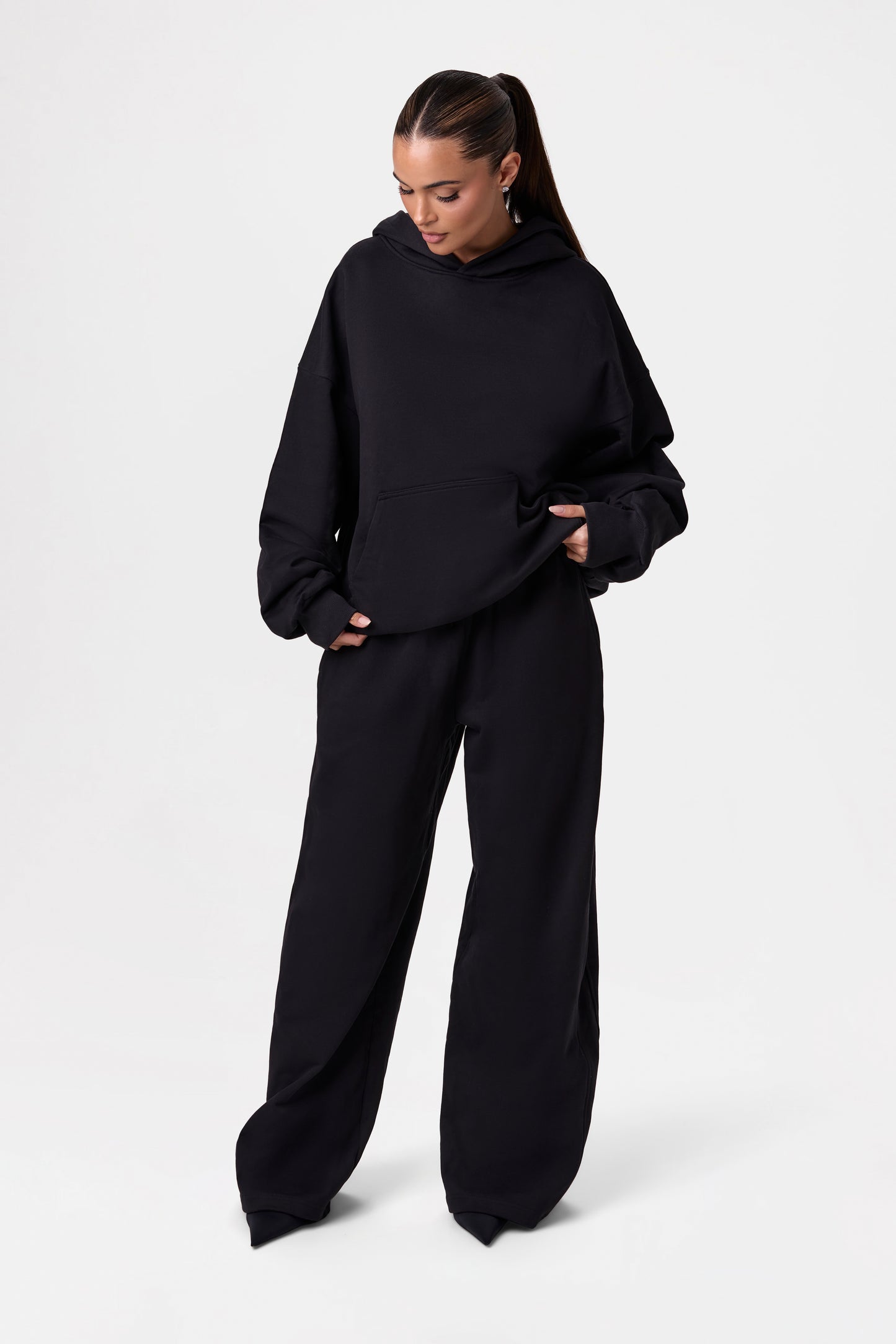 French Cotton-Terry Wide-Leg Sweatpant