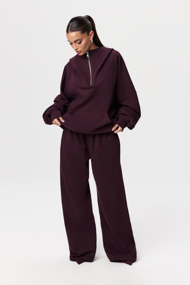 French Cotton-Terry Wide-Leg Sweatpant