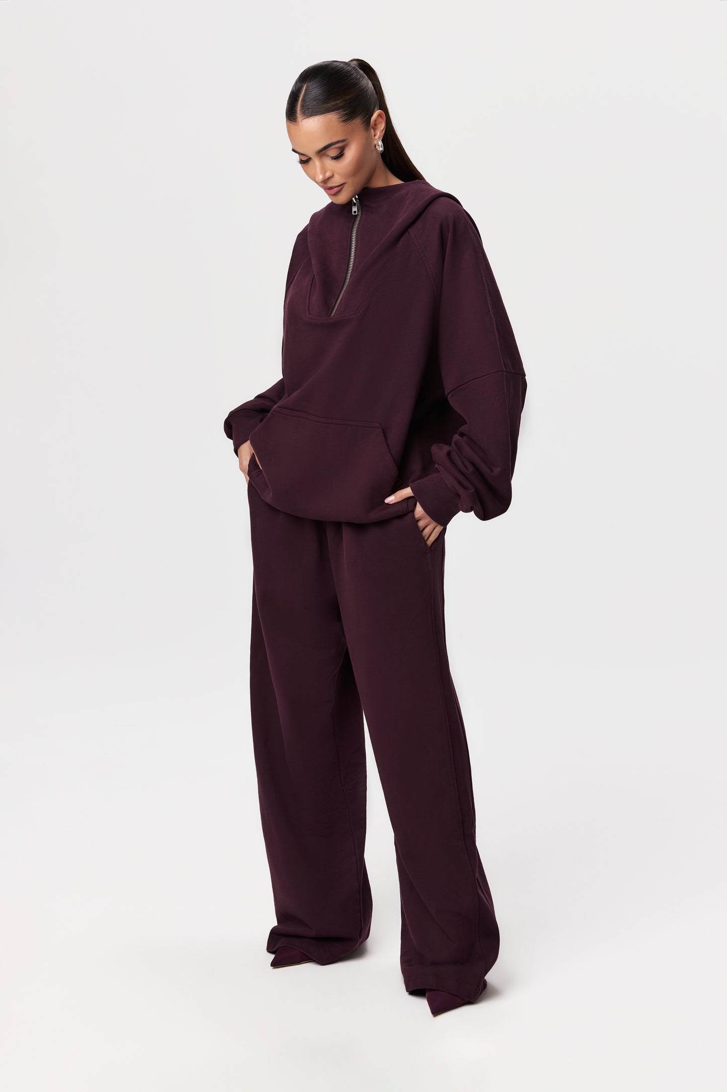 French Cotton-Terry Wide-Leg Sweatpant