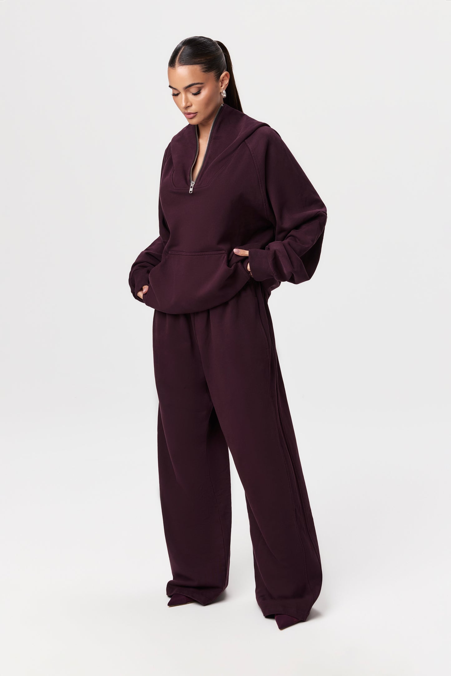 French Cotton-Terry Wide-Leg Sweatpant