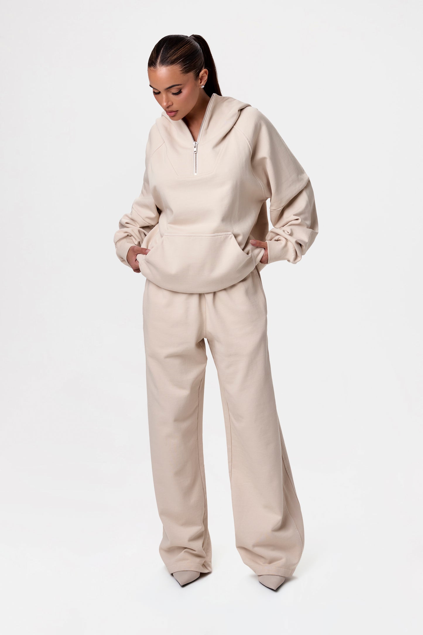 French Cotton-Terry Wide-Leg Sweatpant