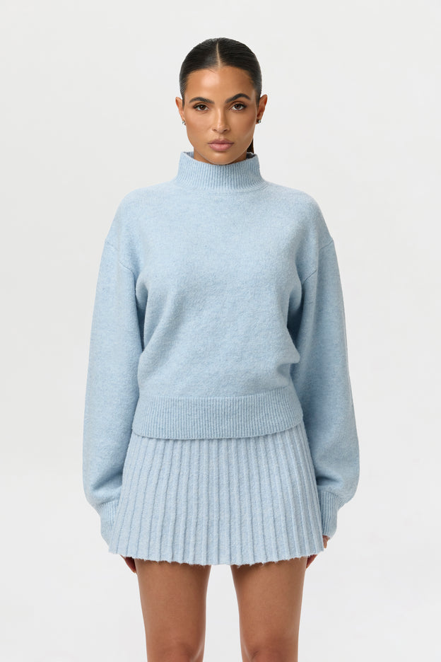 Pleated Knit Sweater Mini Skirt